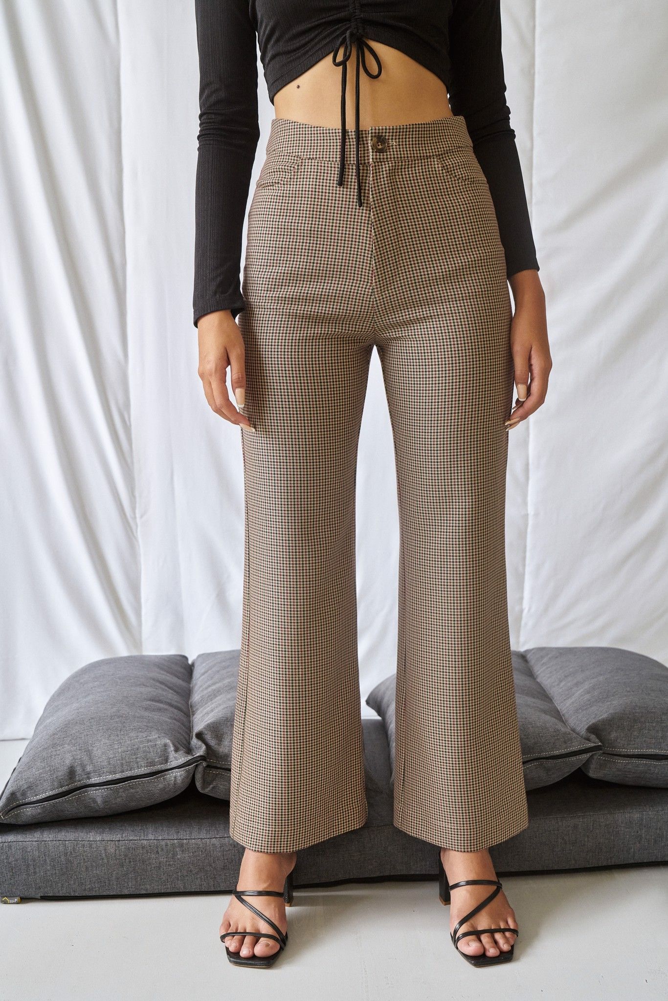 Checked Wide Leg Trousers