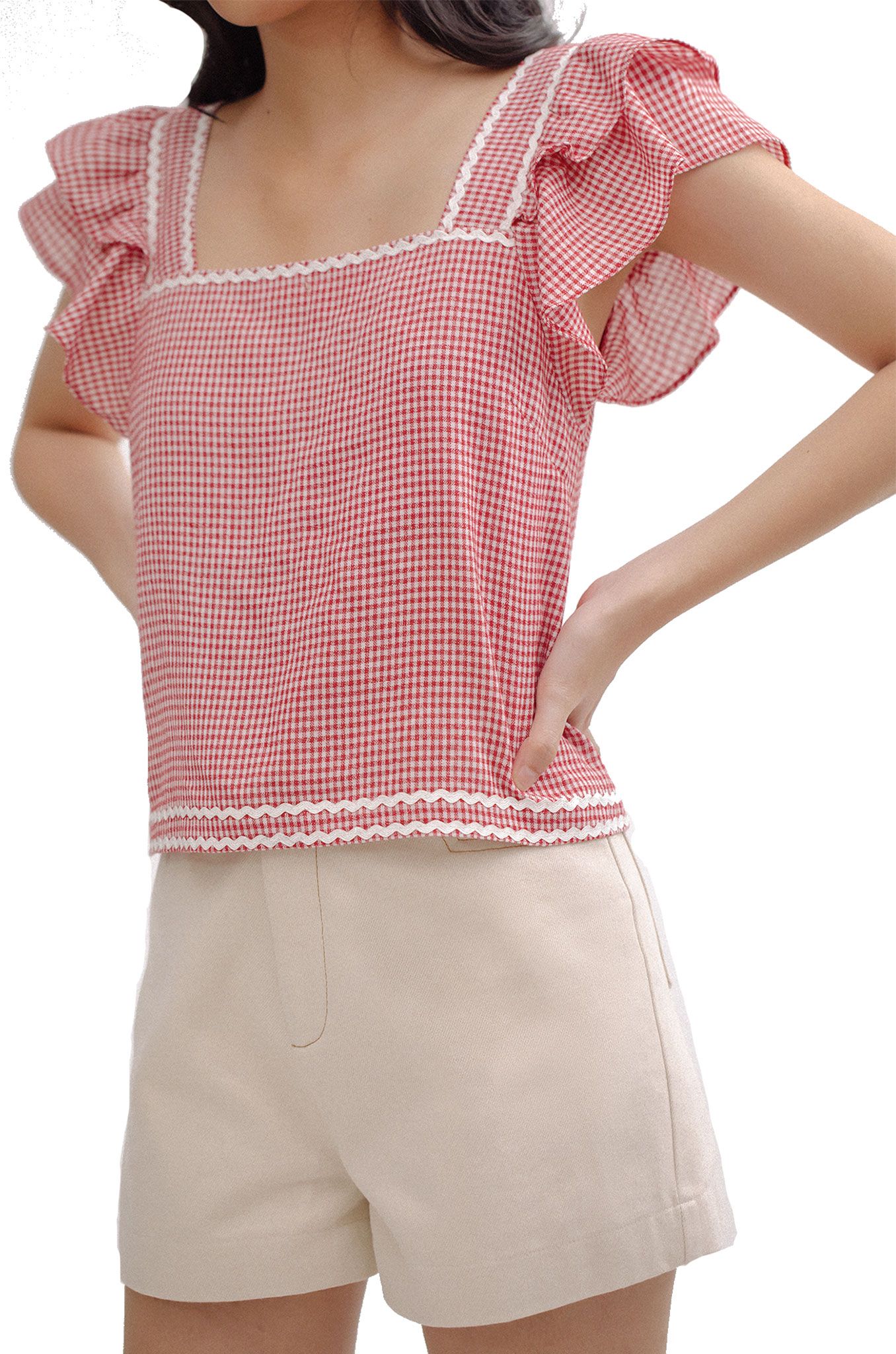 Gingham Ruffle Top