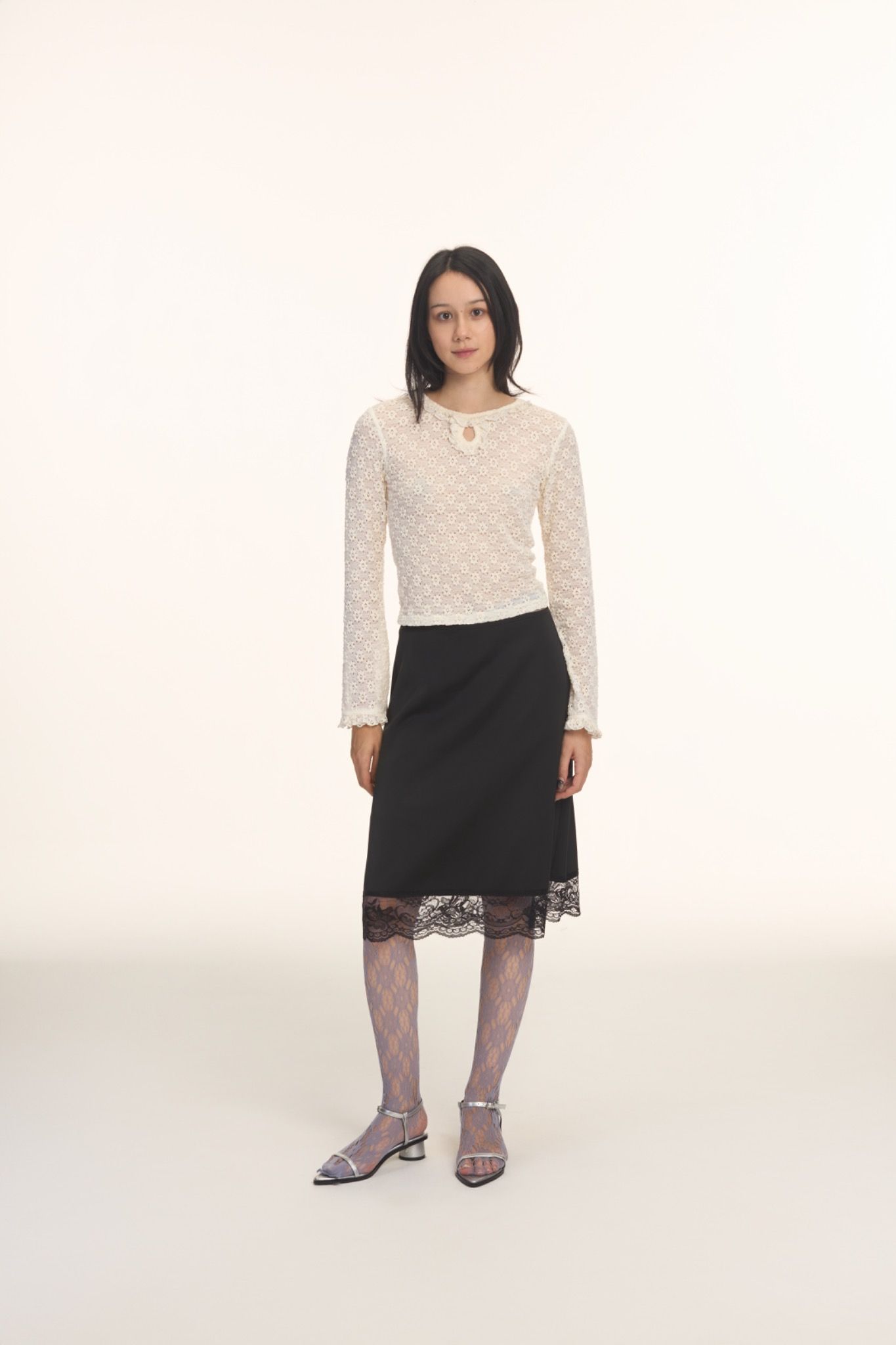 Black Silky Midi Skirt
