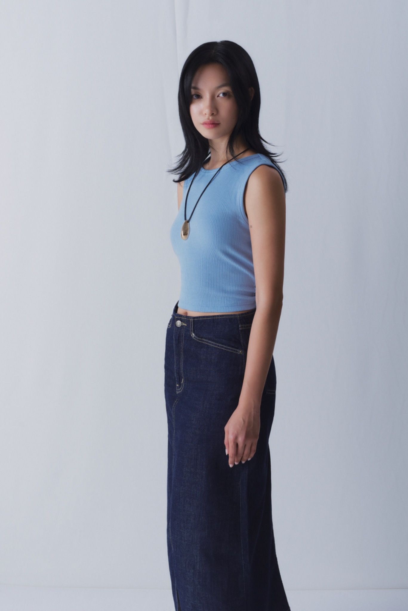 Blue Fitted Tank Top