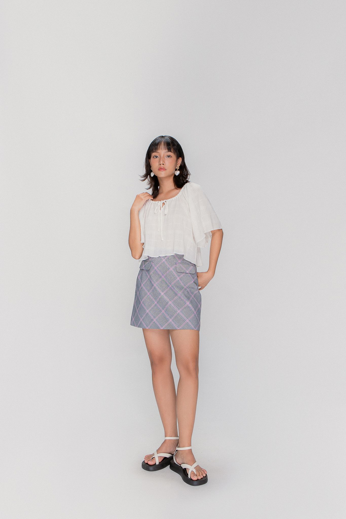  Houndstooth Pocket Mini Skirt 