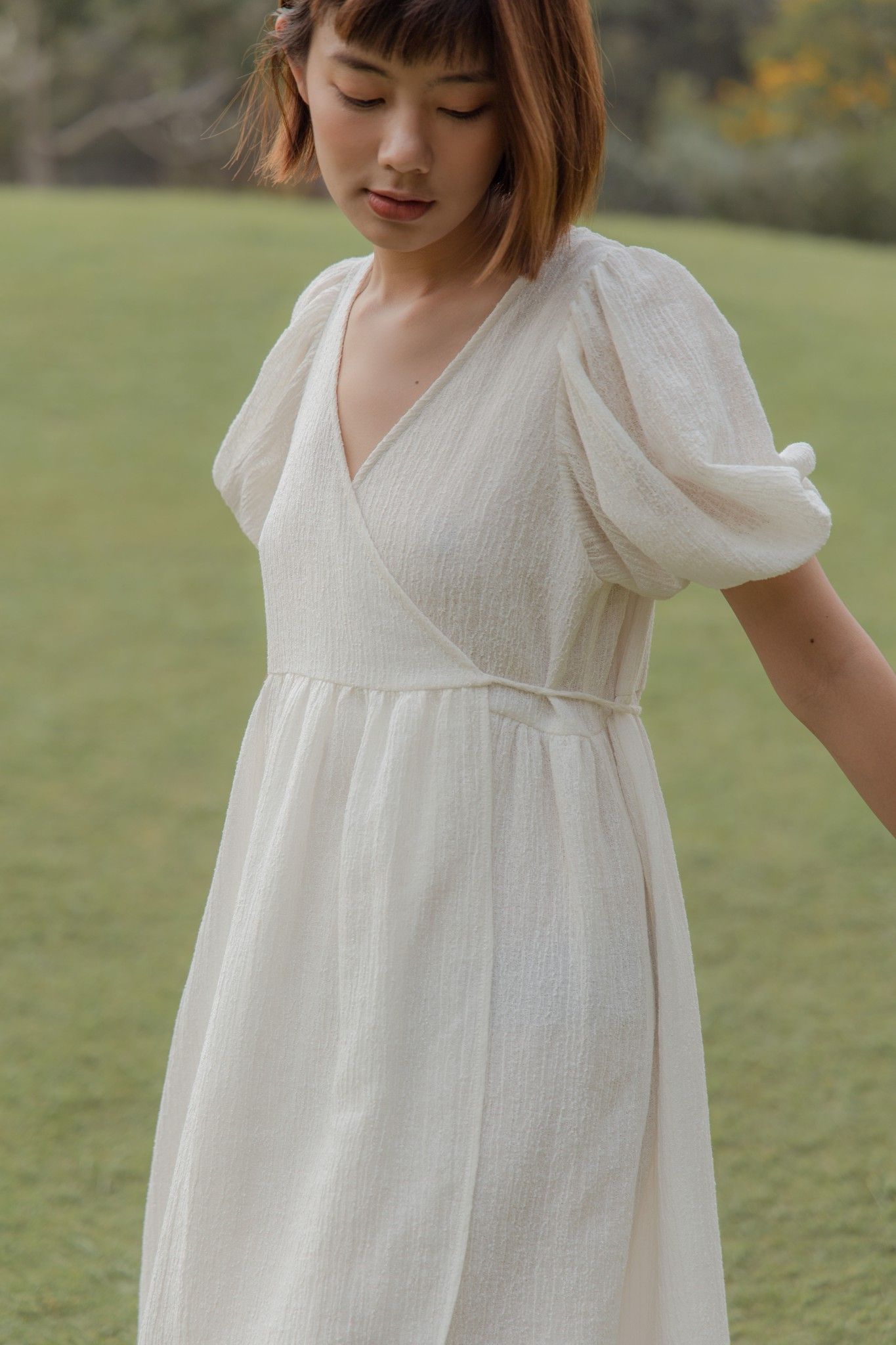 White Wrapped Midi Dress