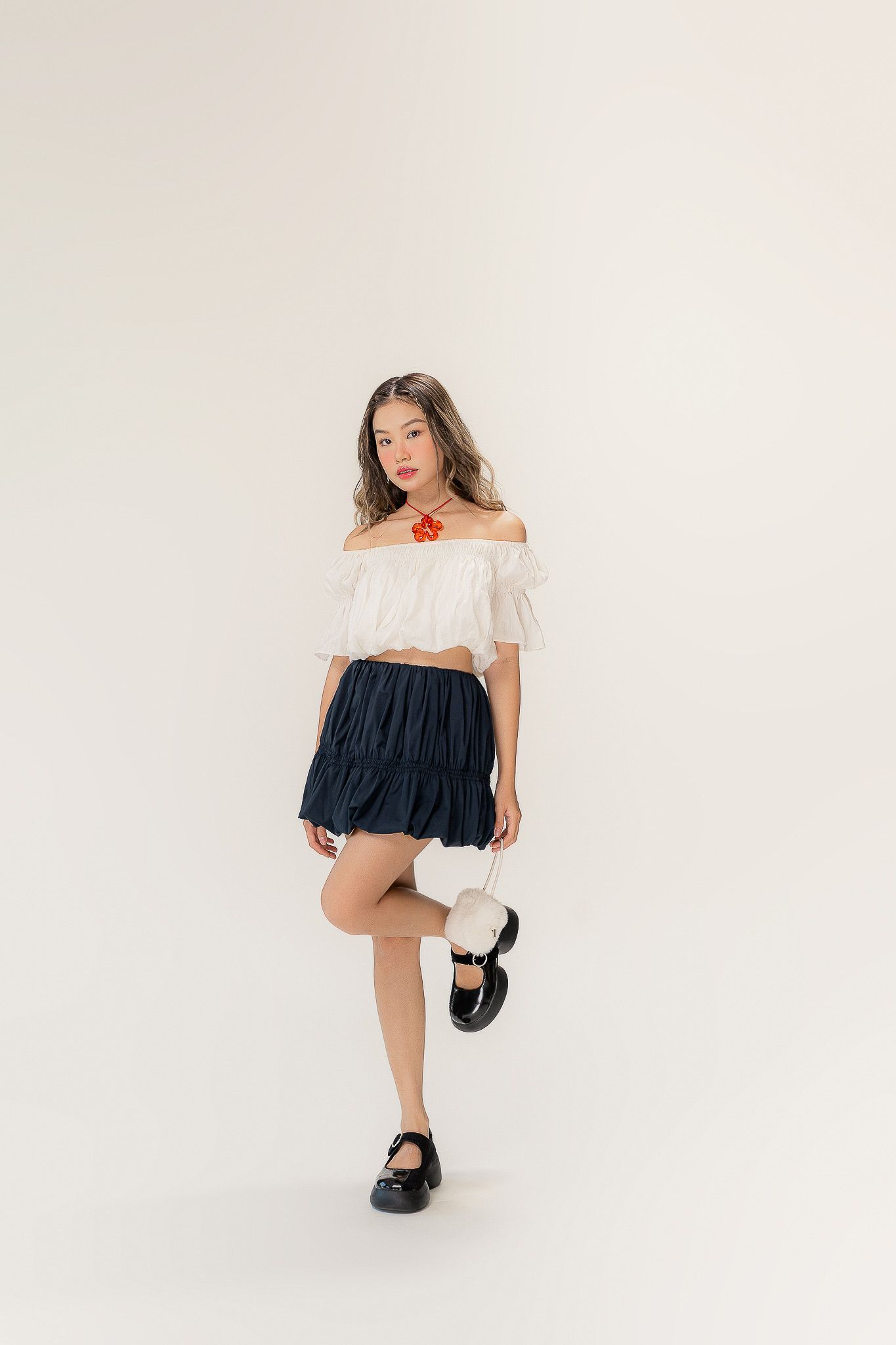  Navy Pumpkin Mini Skirt 