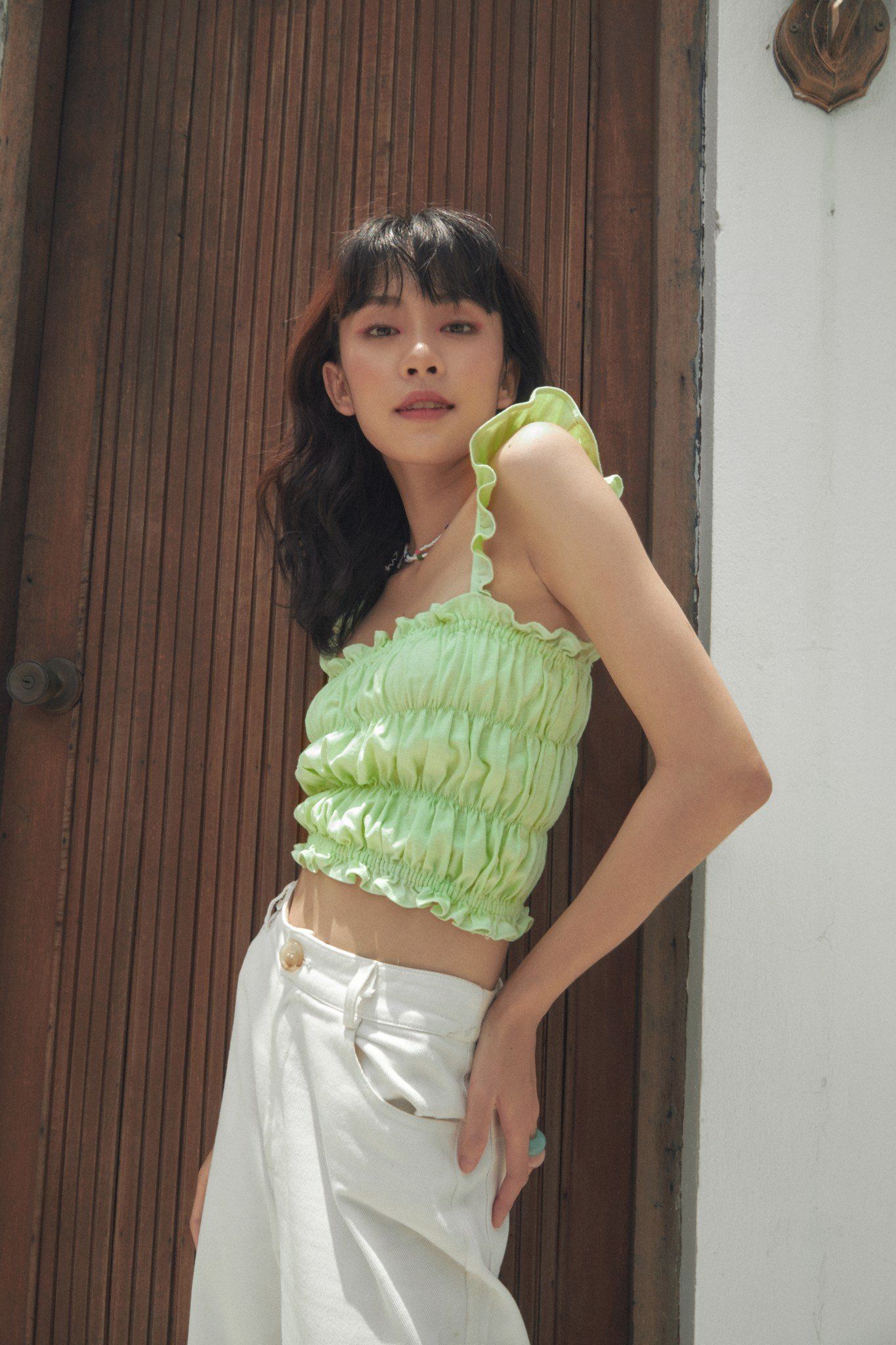 Lime Green Smocked Camisole