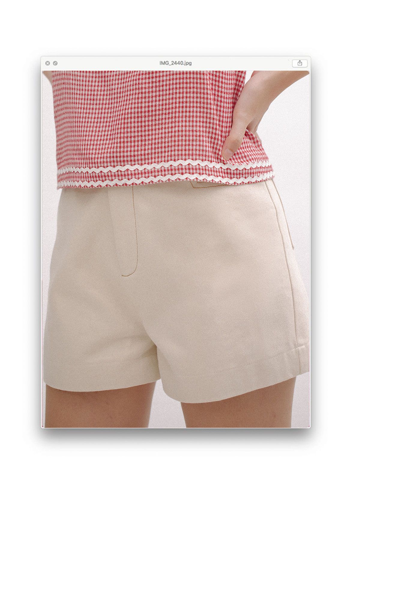 Ivory Shorts With Brown Stitching