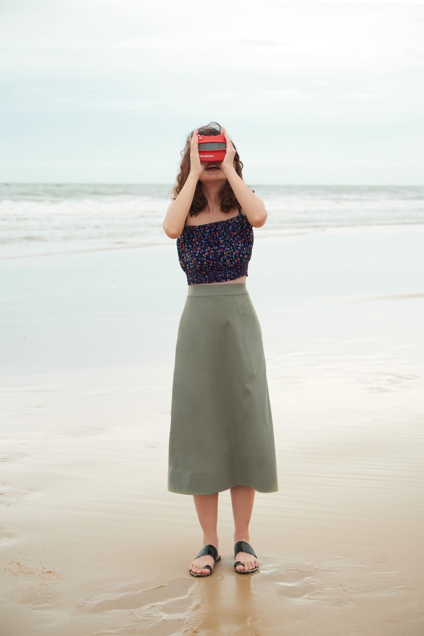 Green Khaki Midi Skirt