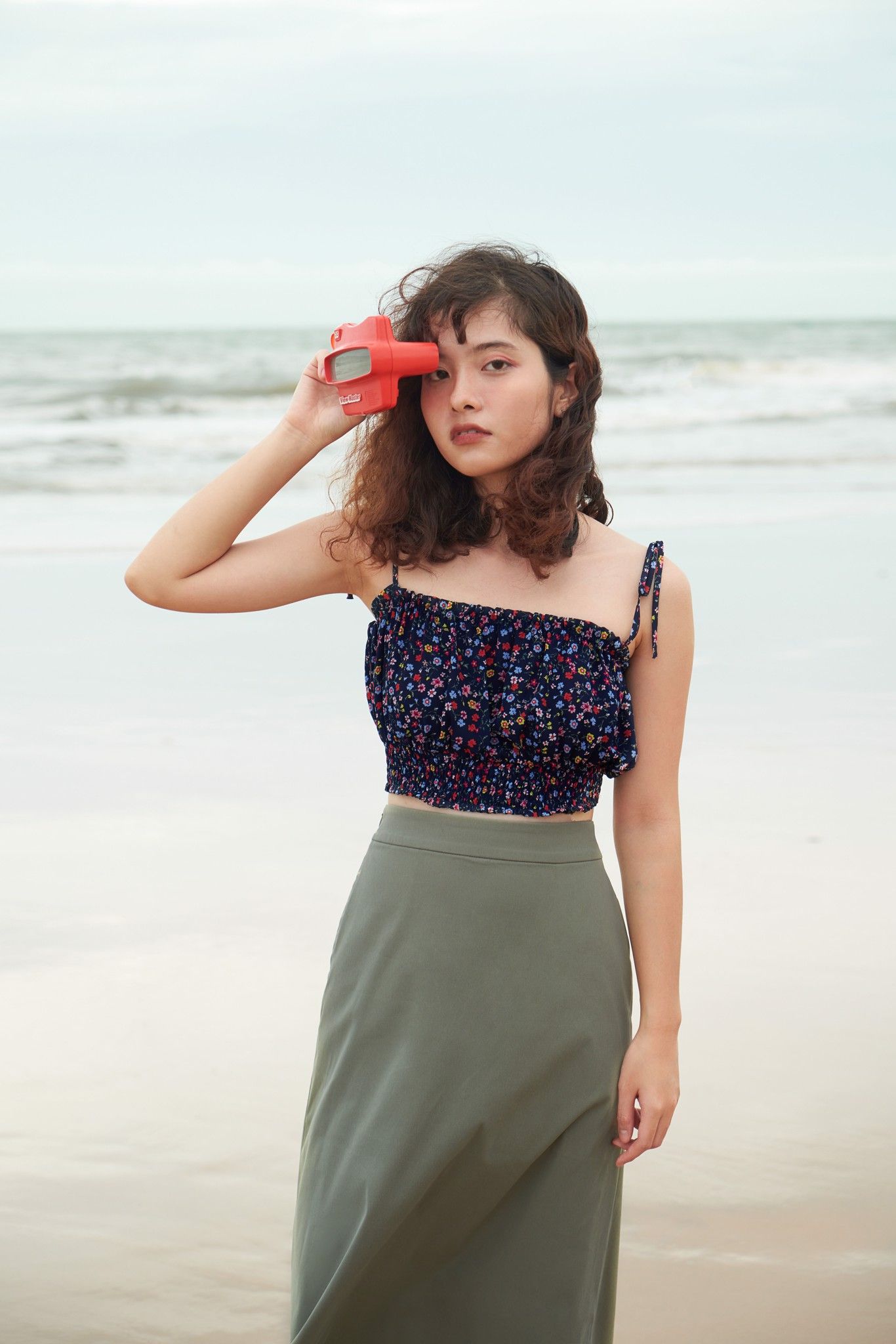 Green Khaki Midi Skirt