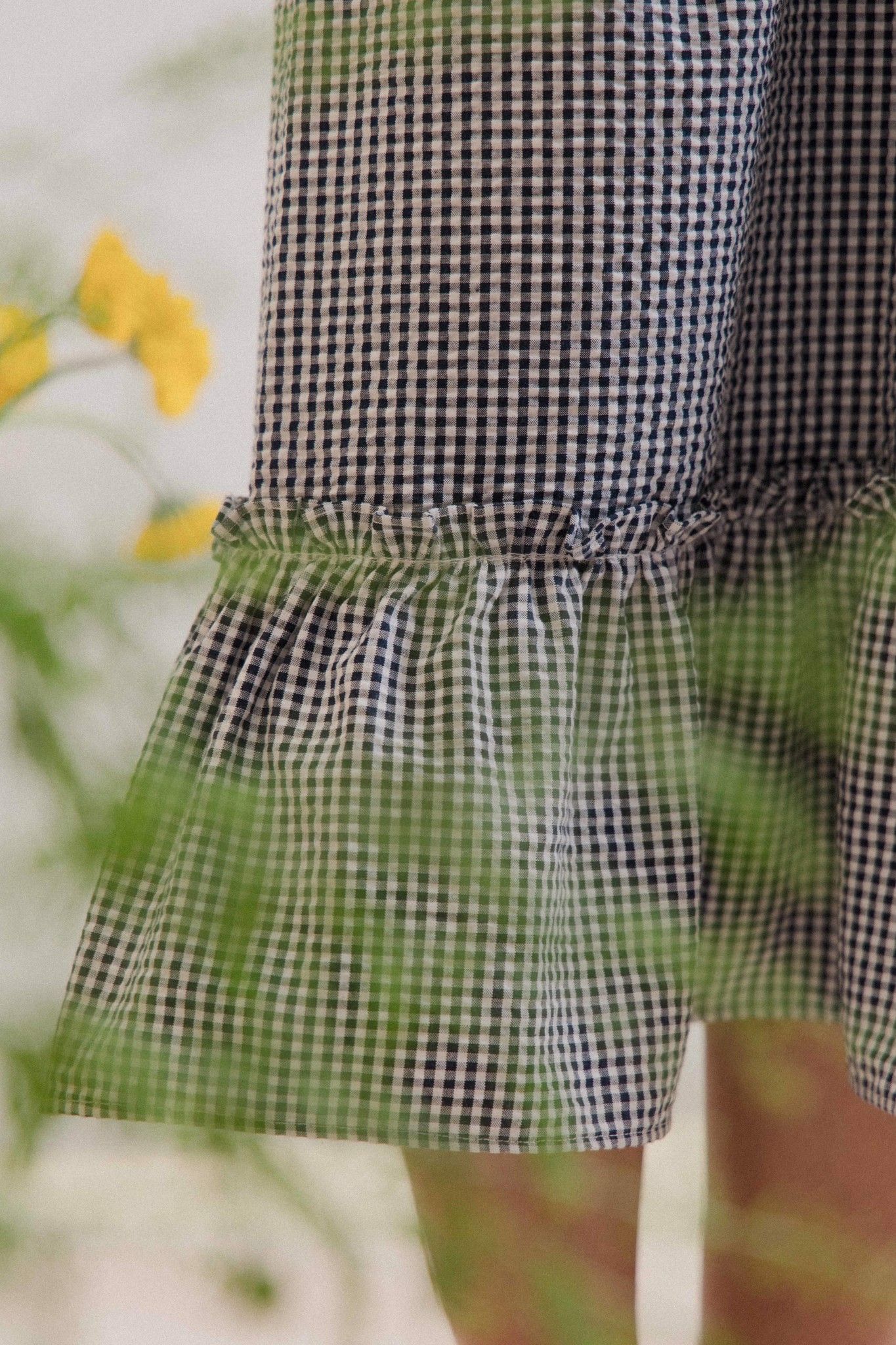 Gingham Ruffle Midi Skirt