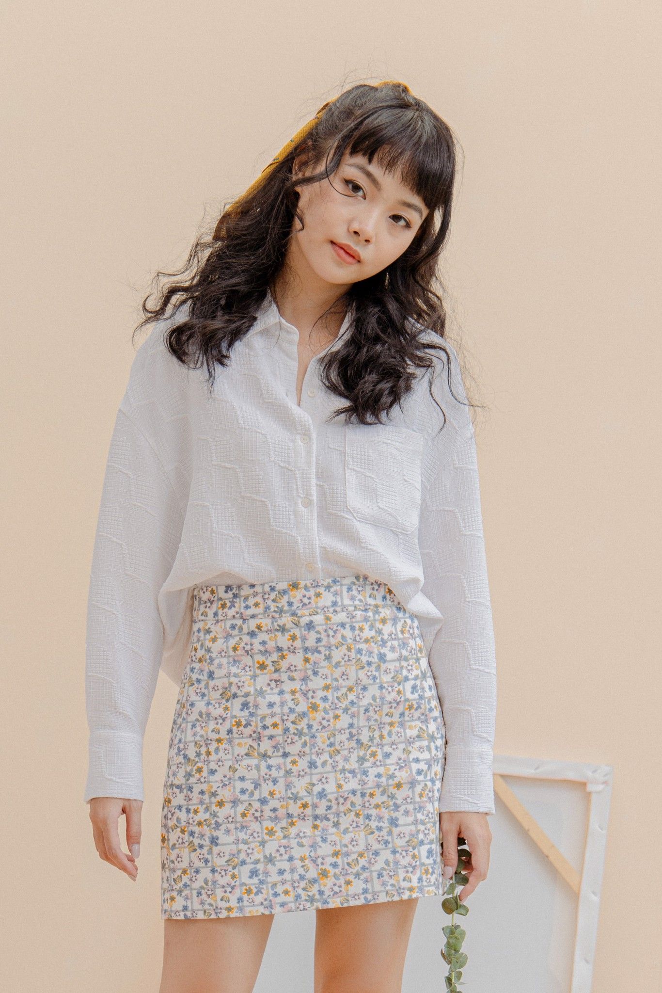 Floral Khaki Mini Skirt