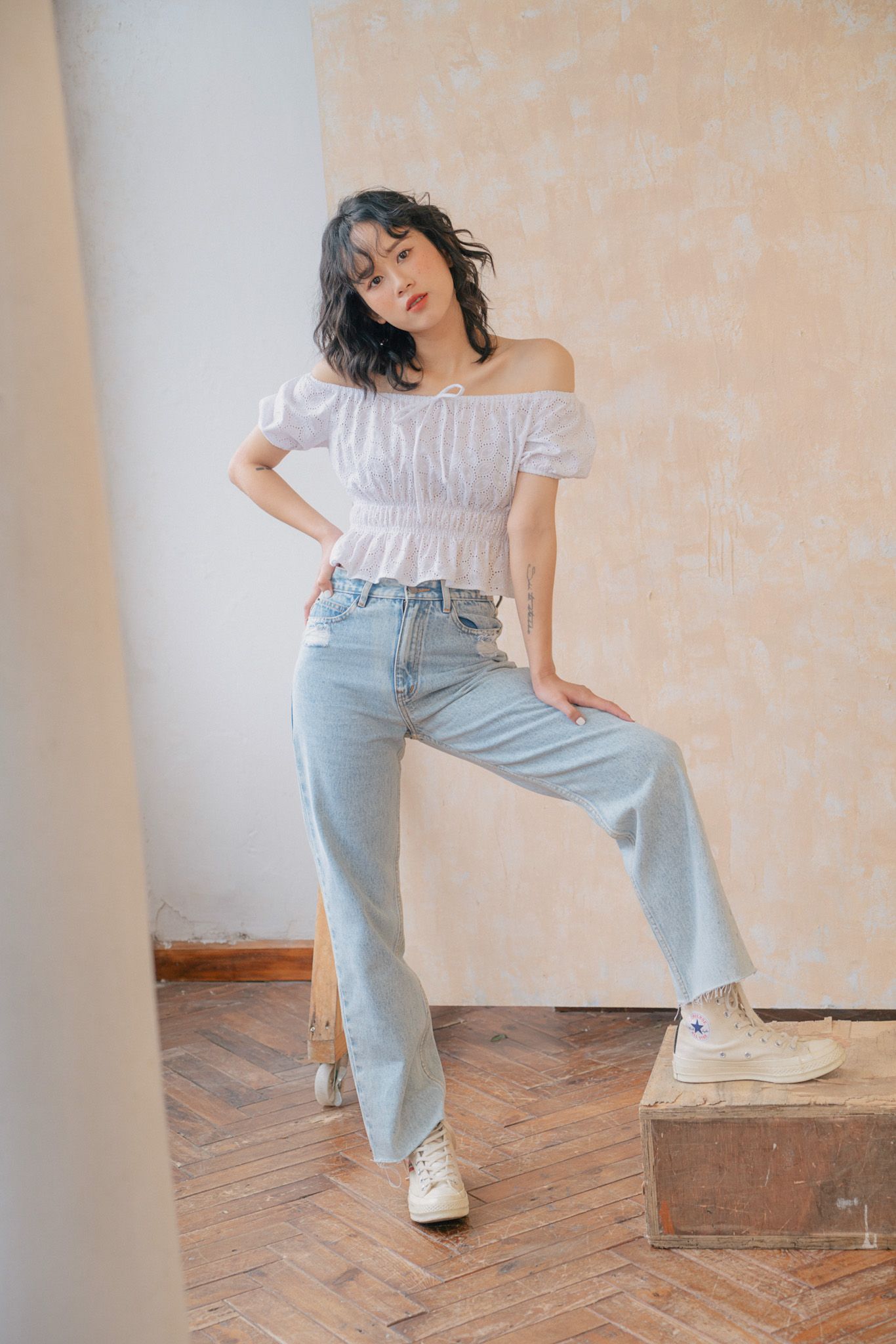 White Off Shoulder Top