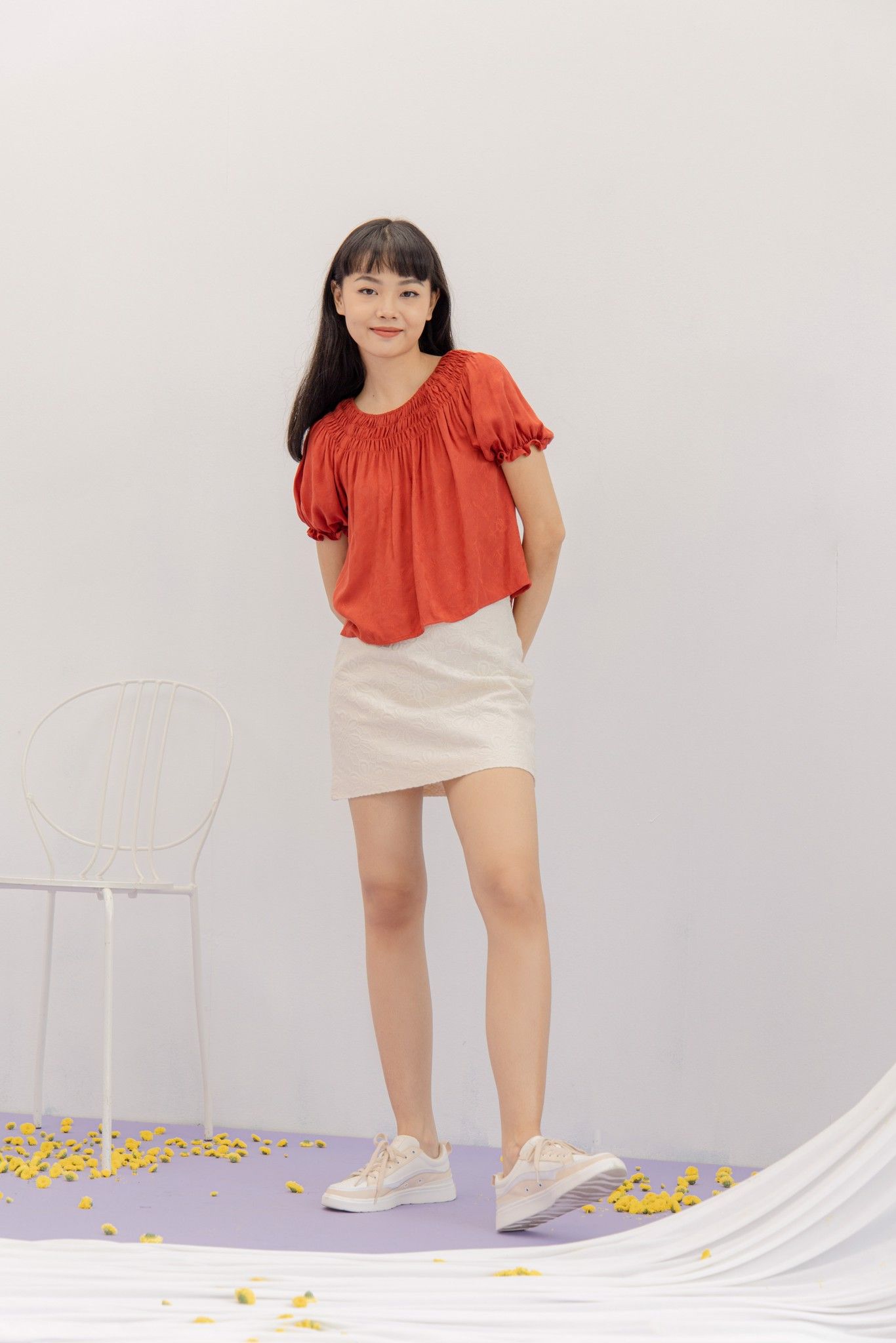 Red Smocked Top