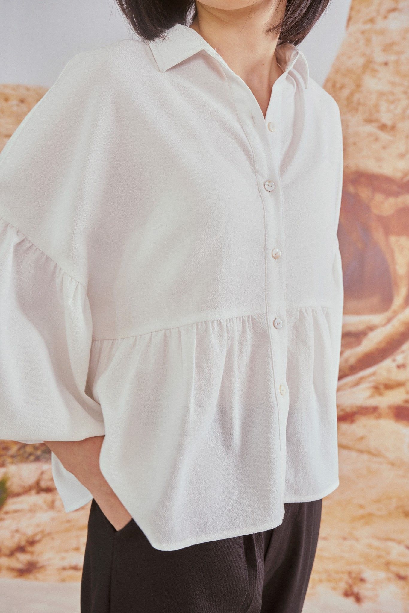 White Frilled Blouse