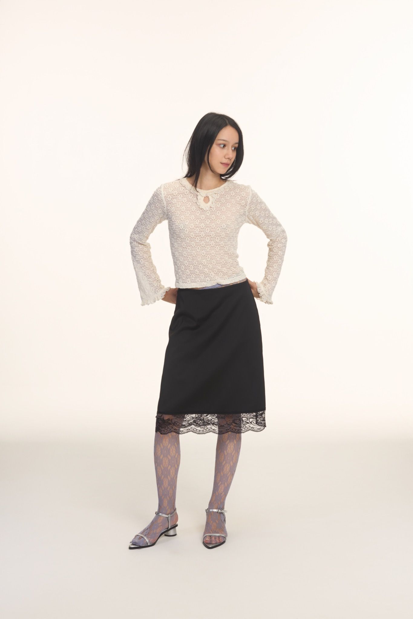 Black Silky Midi Skirt