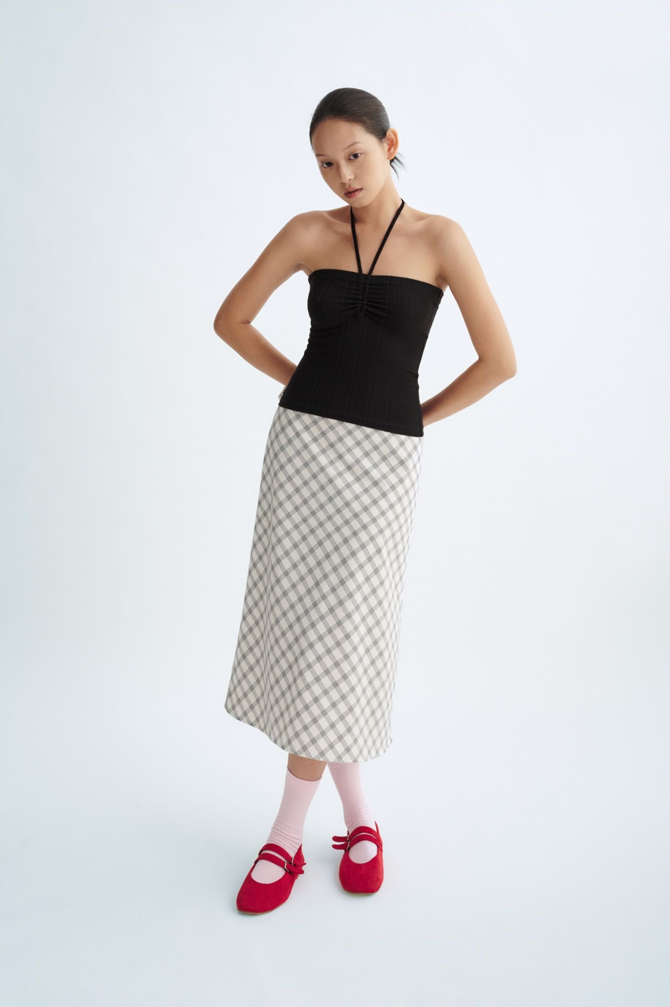 Checked Midi Skirt