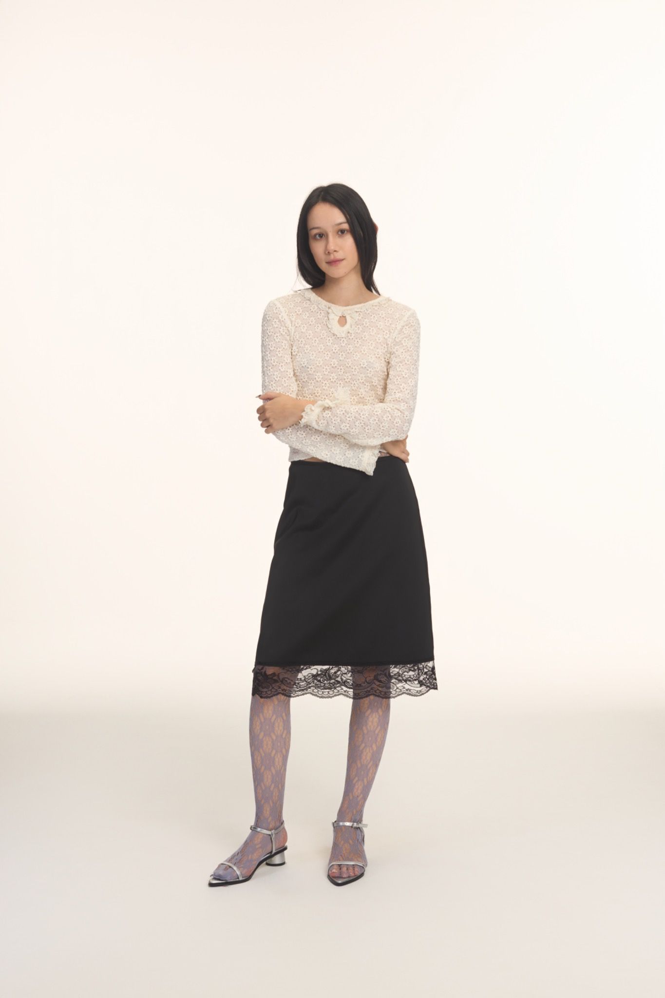 Black Silky Midi Skirt