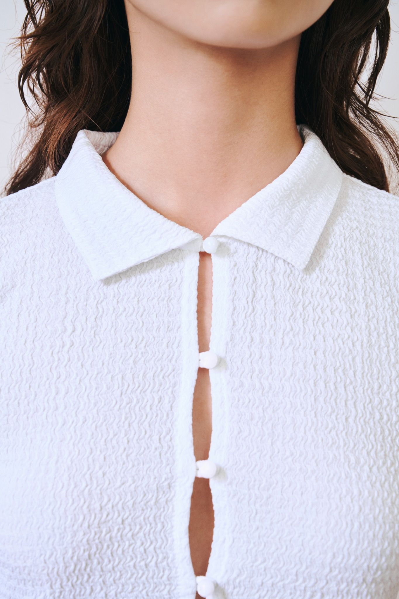 White Button-up Short Sleeve Top