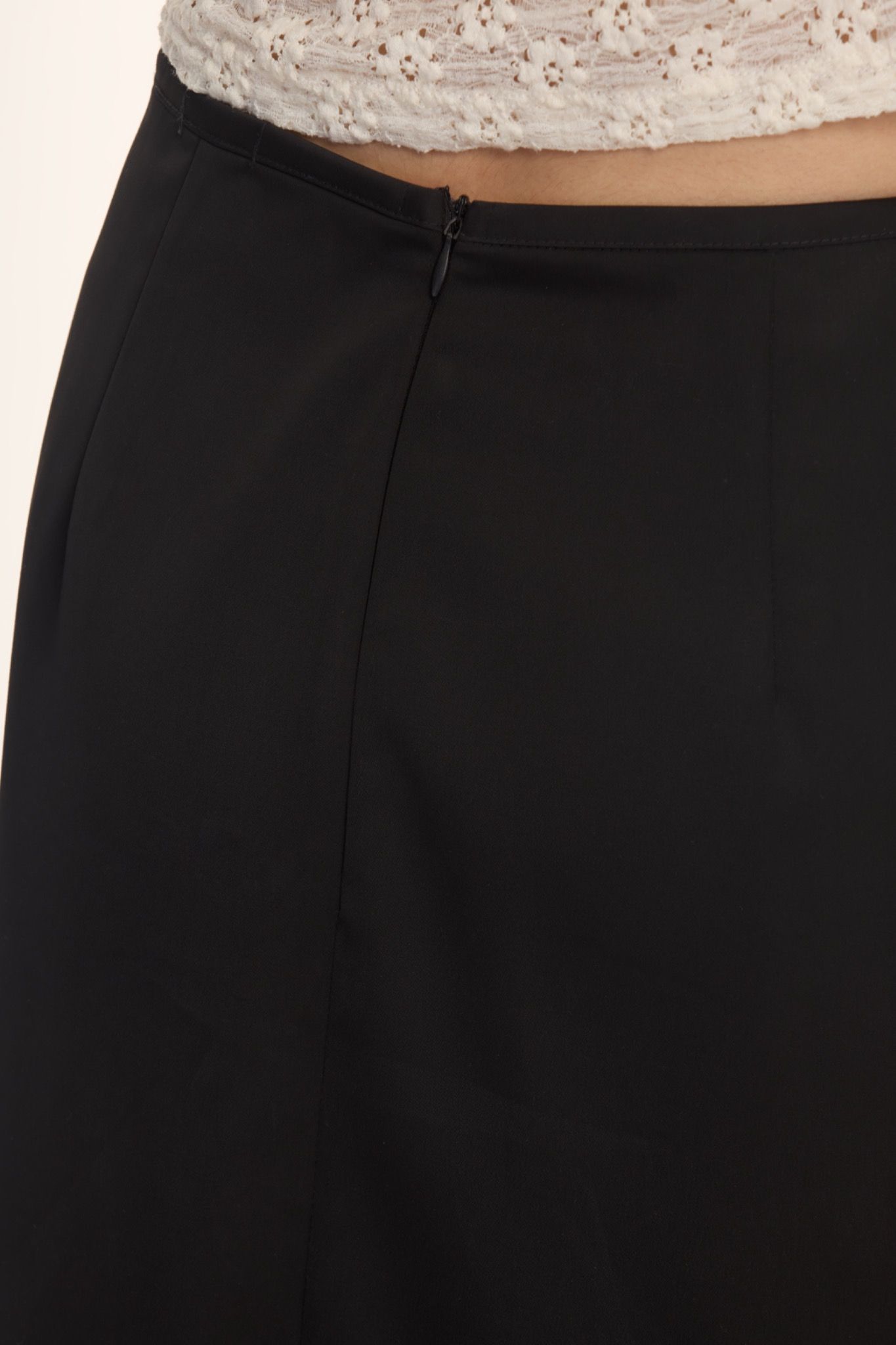 Black Silky Midi Skirt
