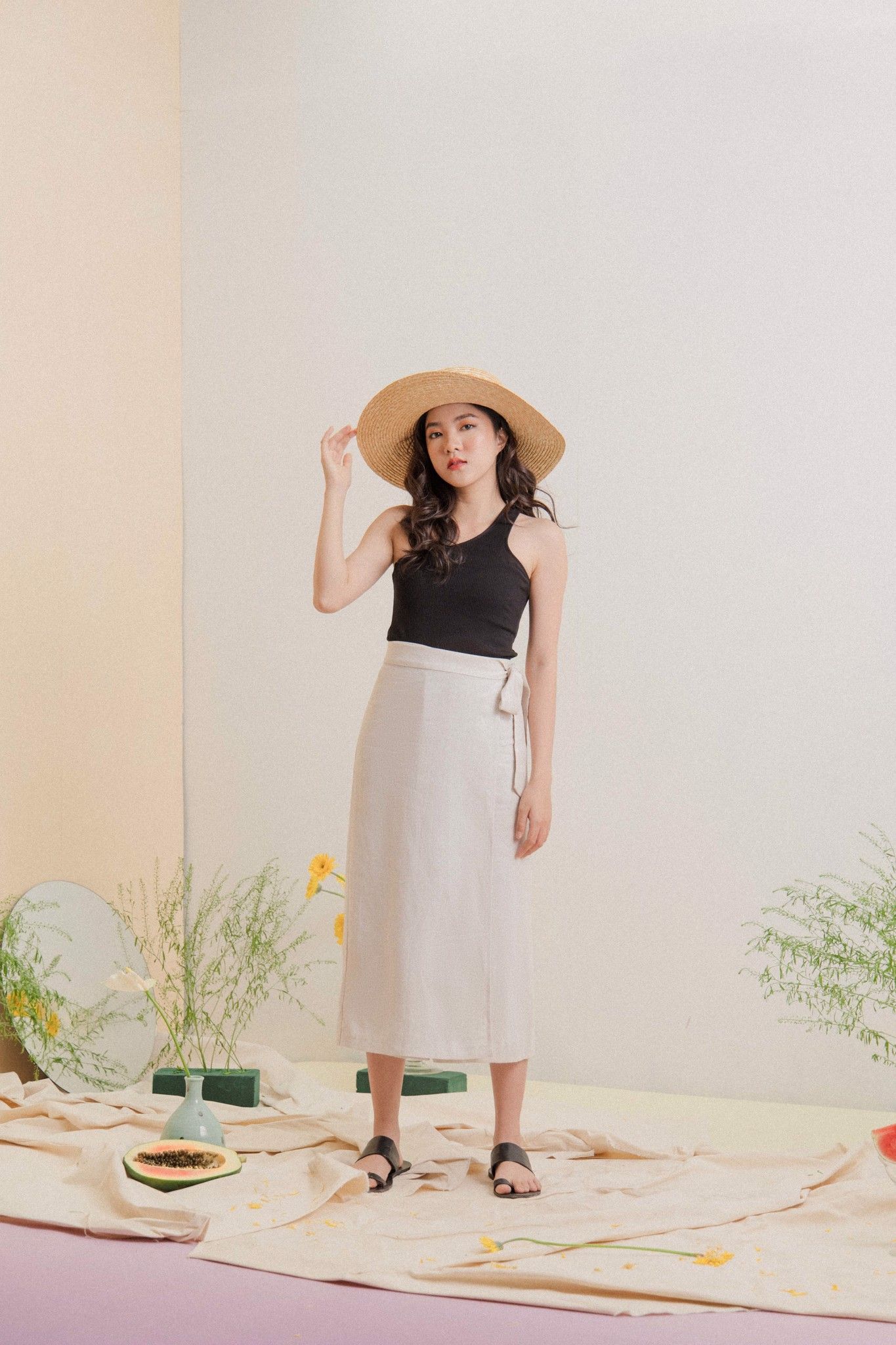 Ivory Linen Wrap Culottes