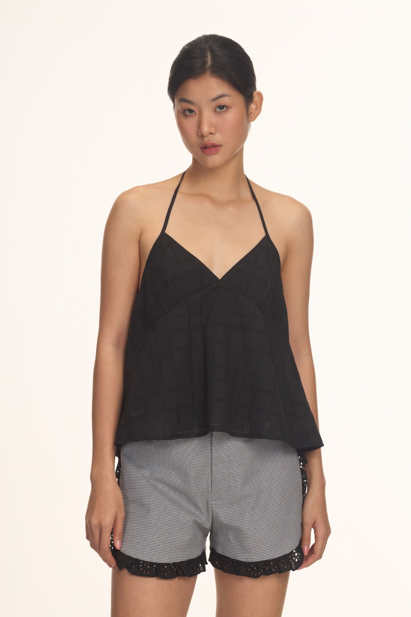 Checked Halter Neck Top