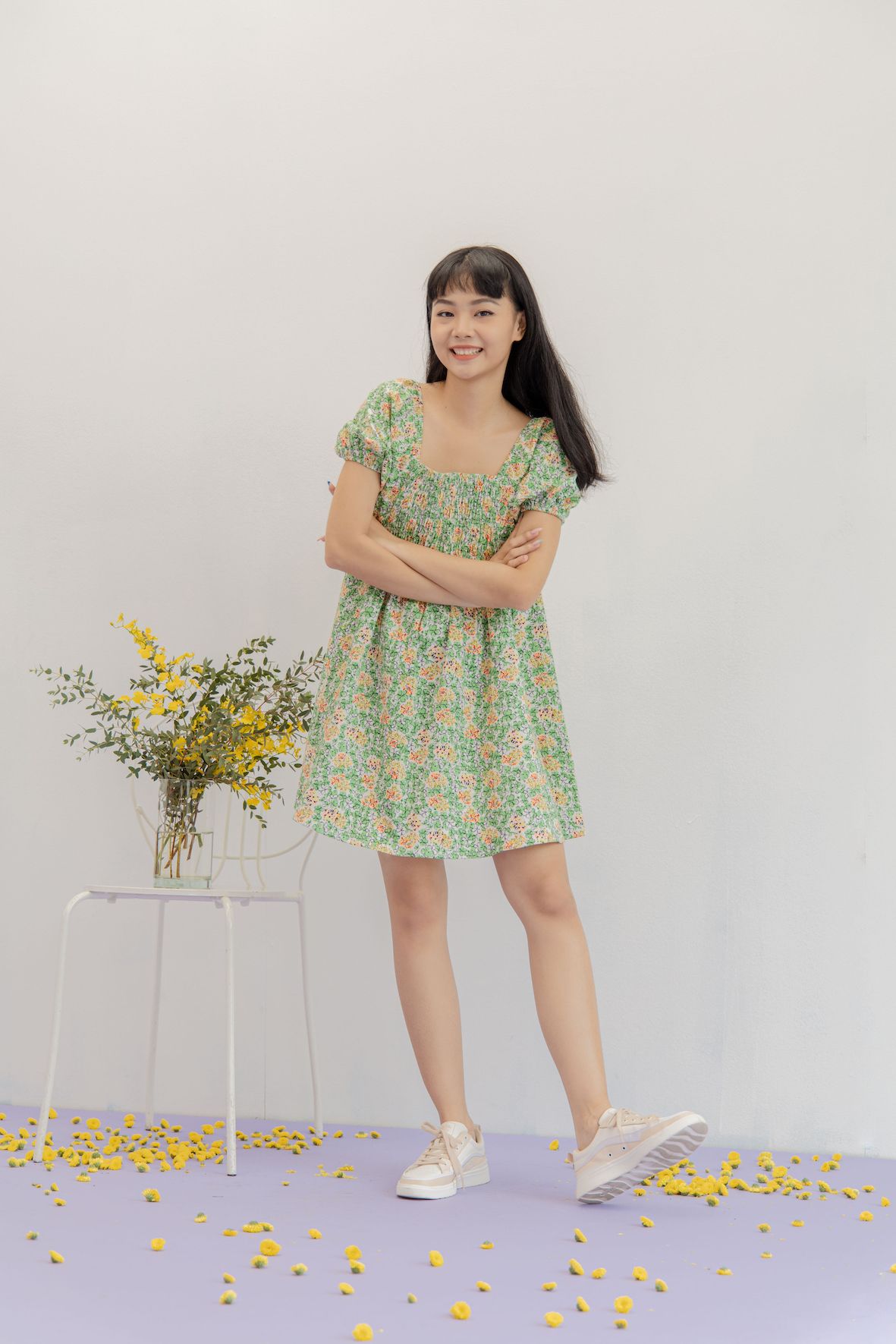 Floral Smocked Mini Dress