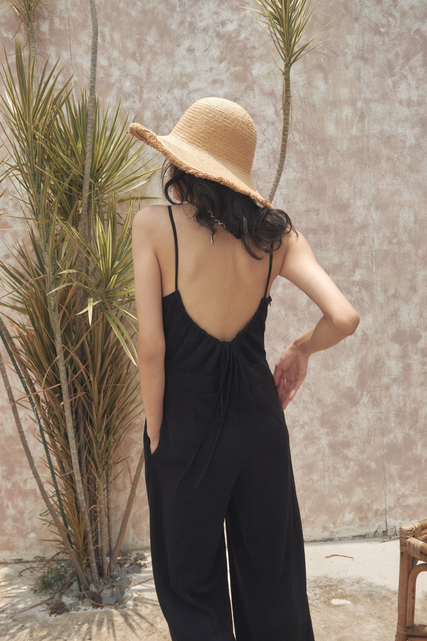 Black Open Back Jumpsuits