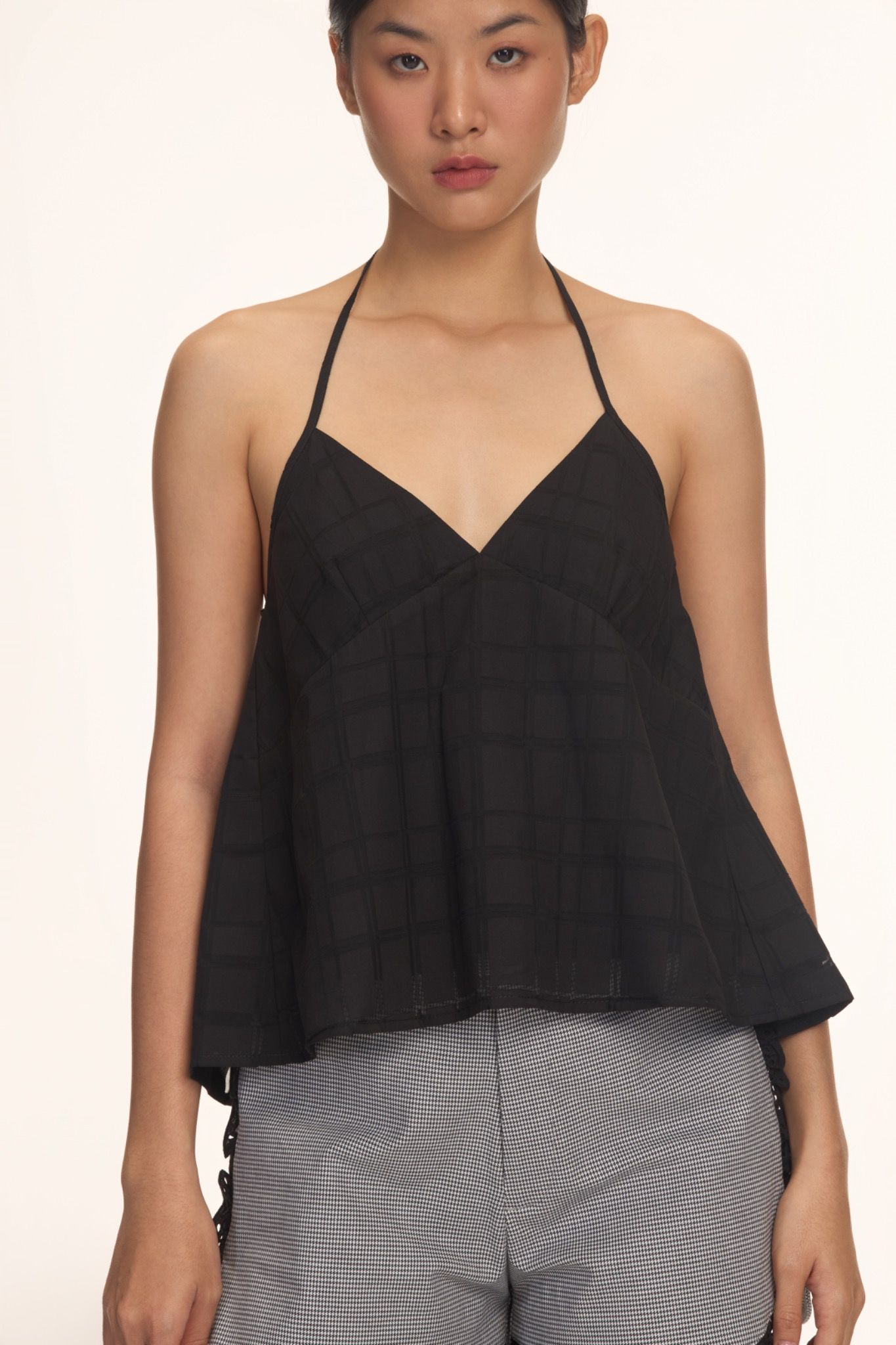 Checked Halter Neck Top