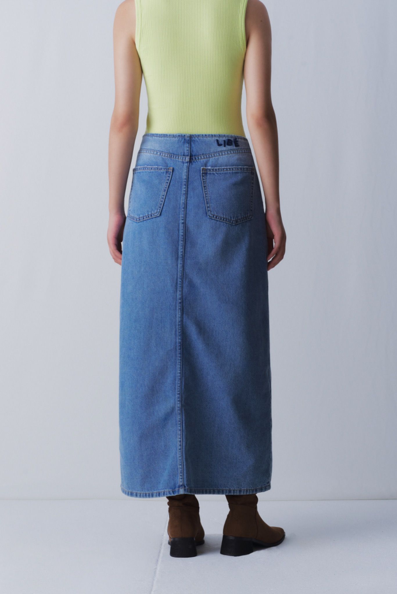 Light Blue Denim Maxi Skirt