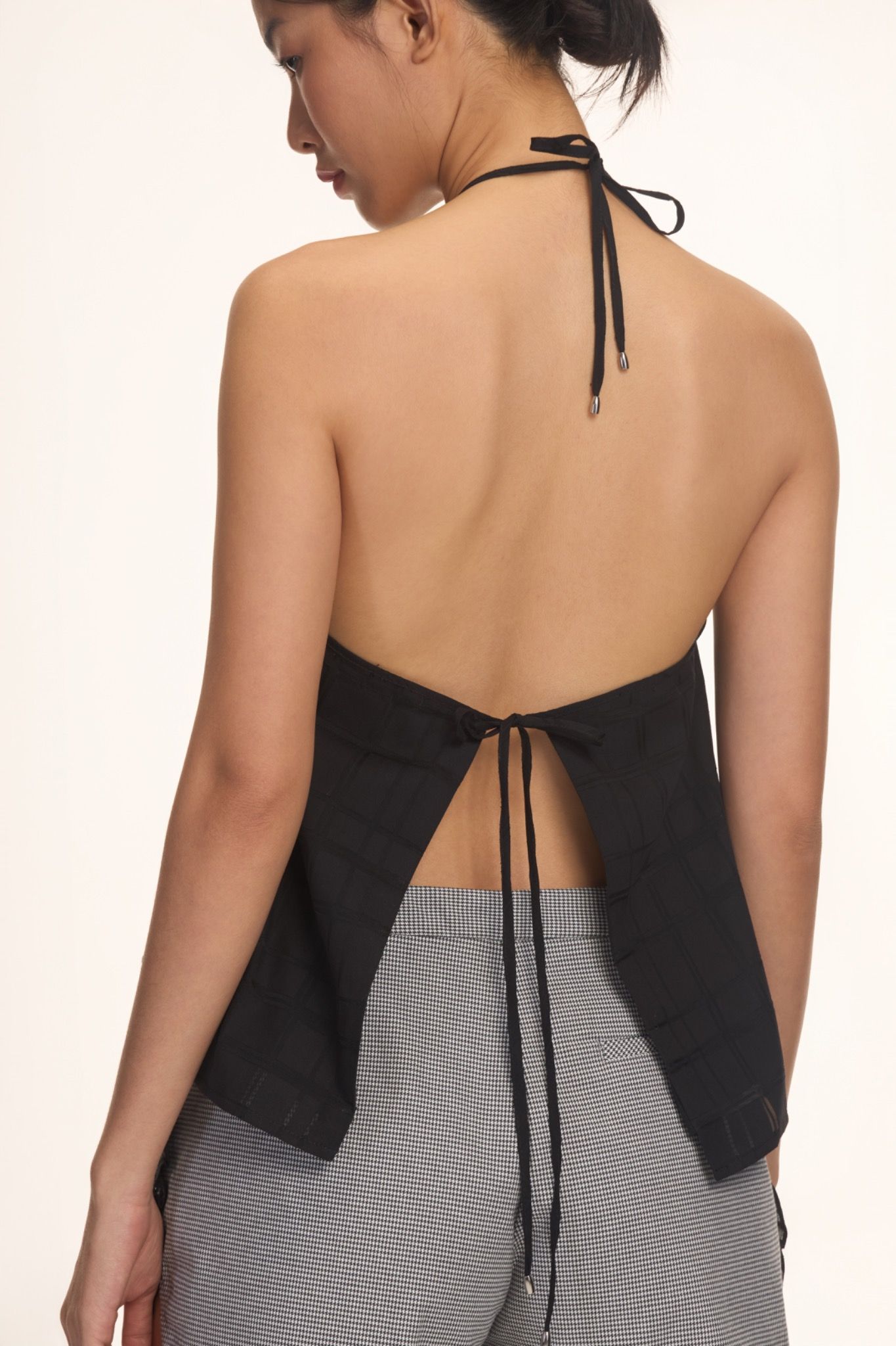 Checked Halter Neck Top