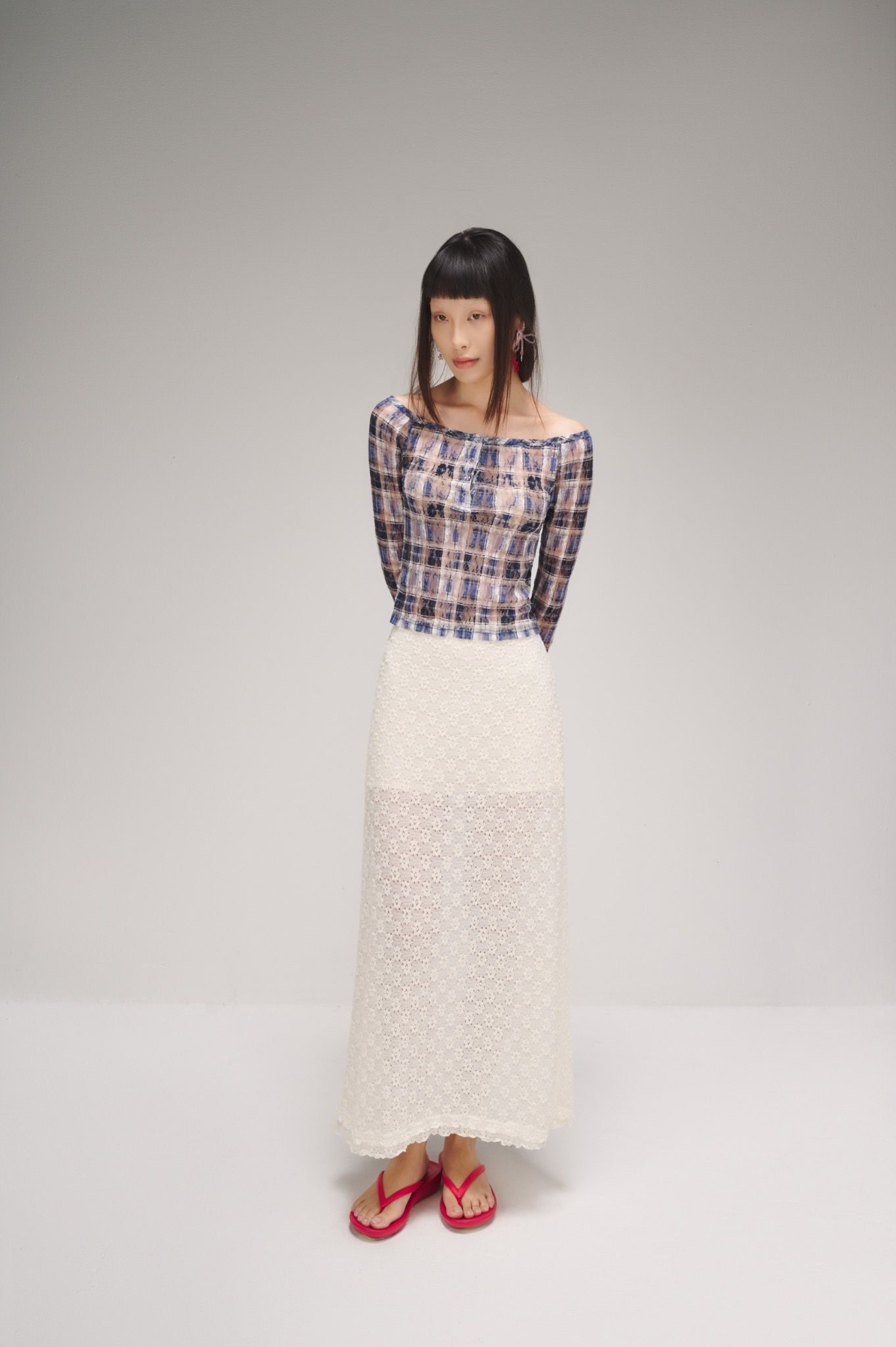 Printed Lace Long Sleeve Top
