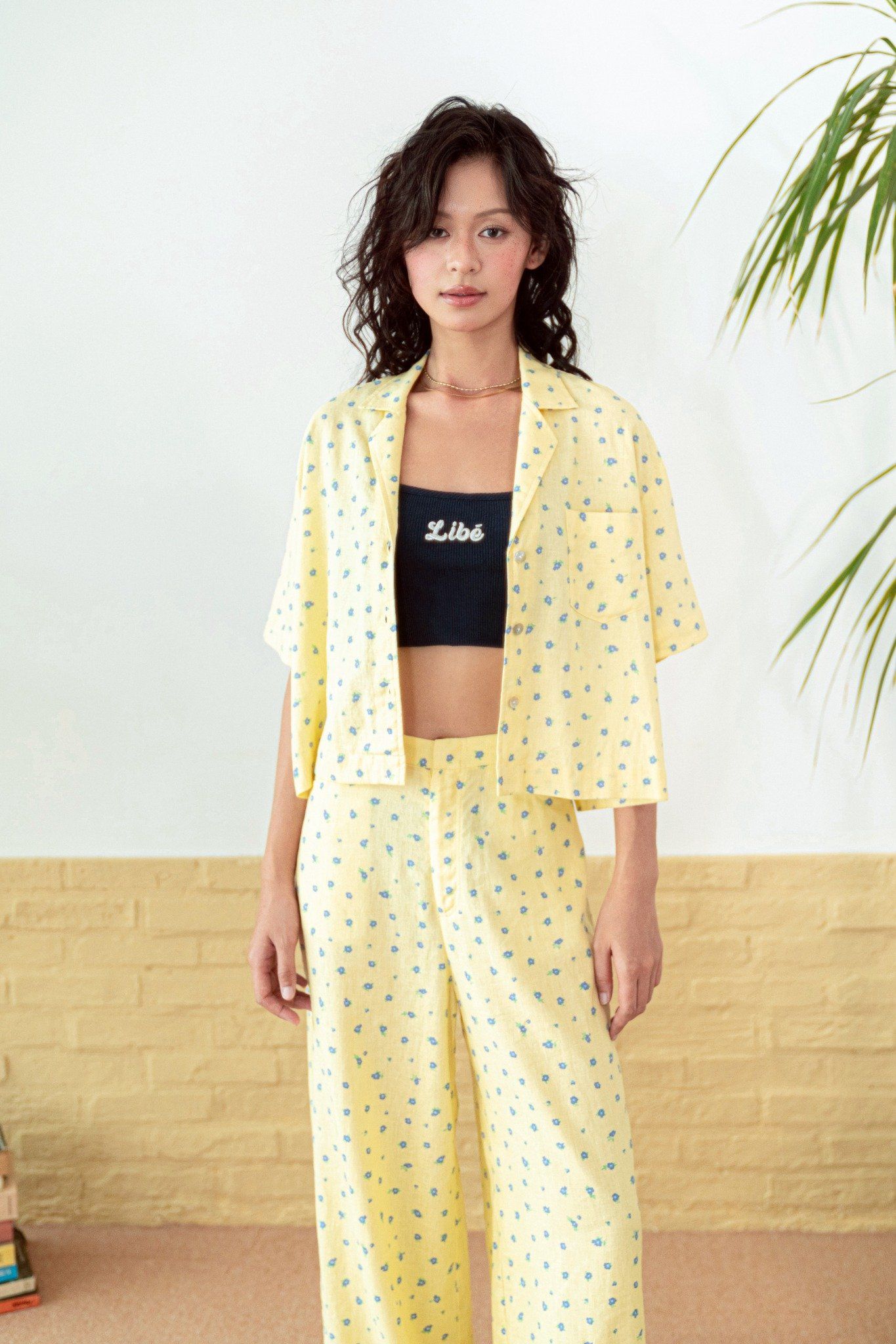 Butter Yellow Straight Leg Linen Trousers