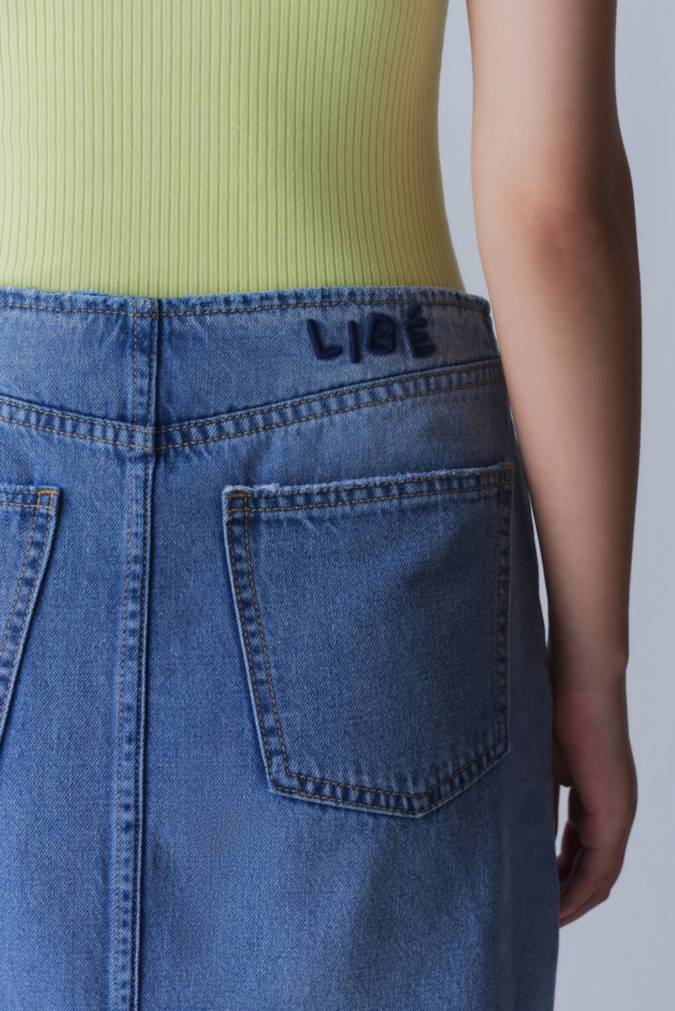 Light Blue Denim Maxi Skirt
