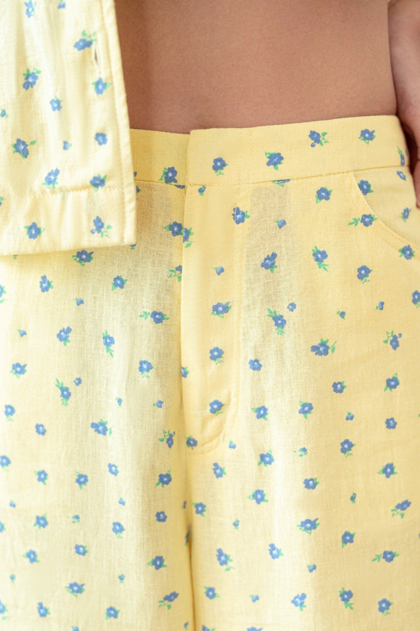 Butter Yellow Straight Leg Linen Trousers