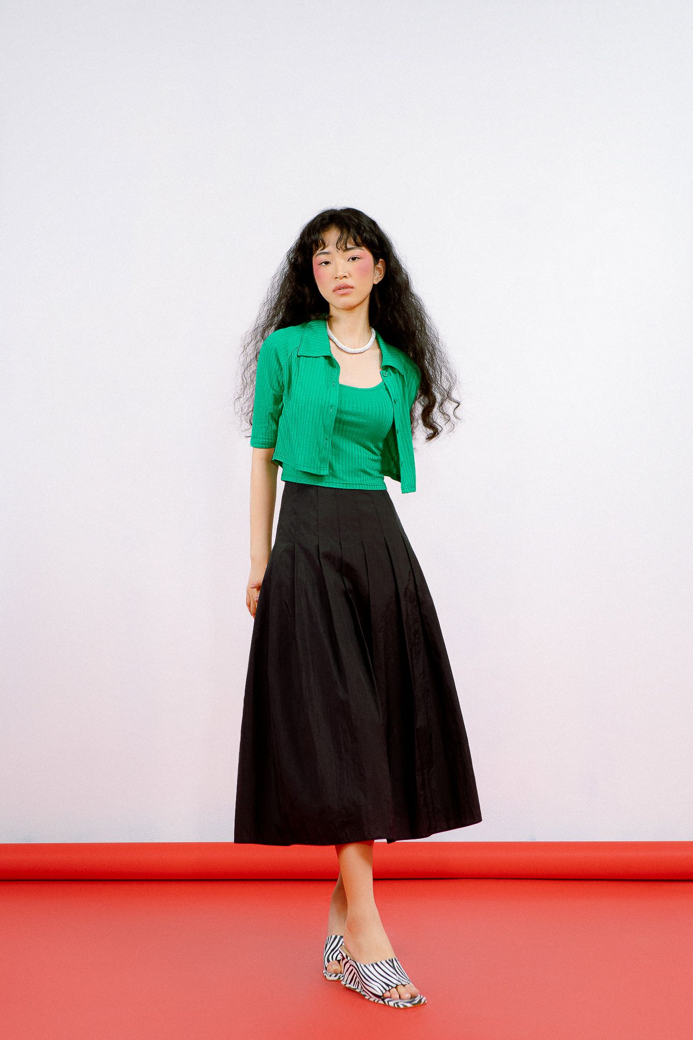 Green Raglan Sleeve Cropped Cardigan