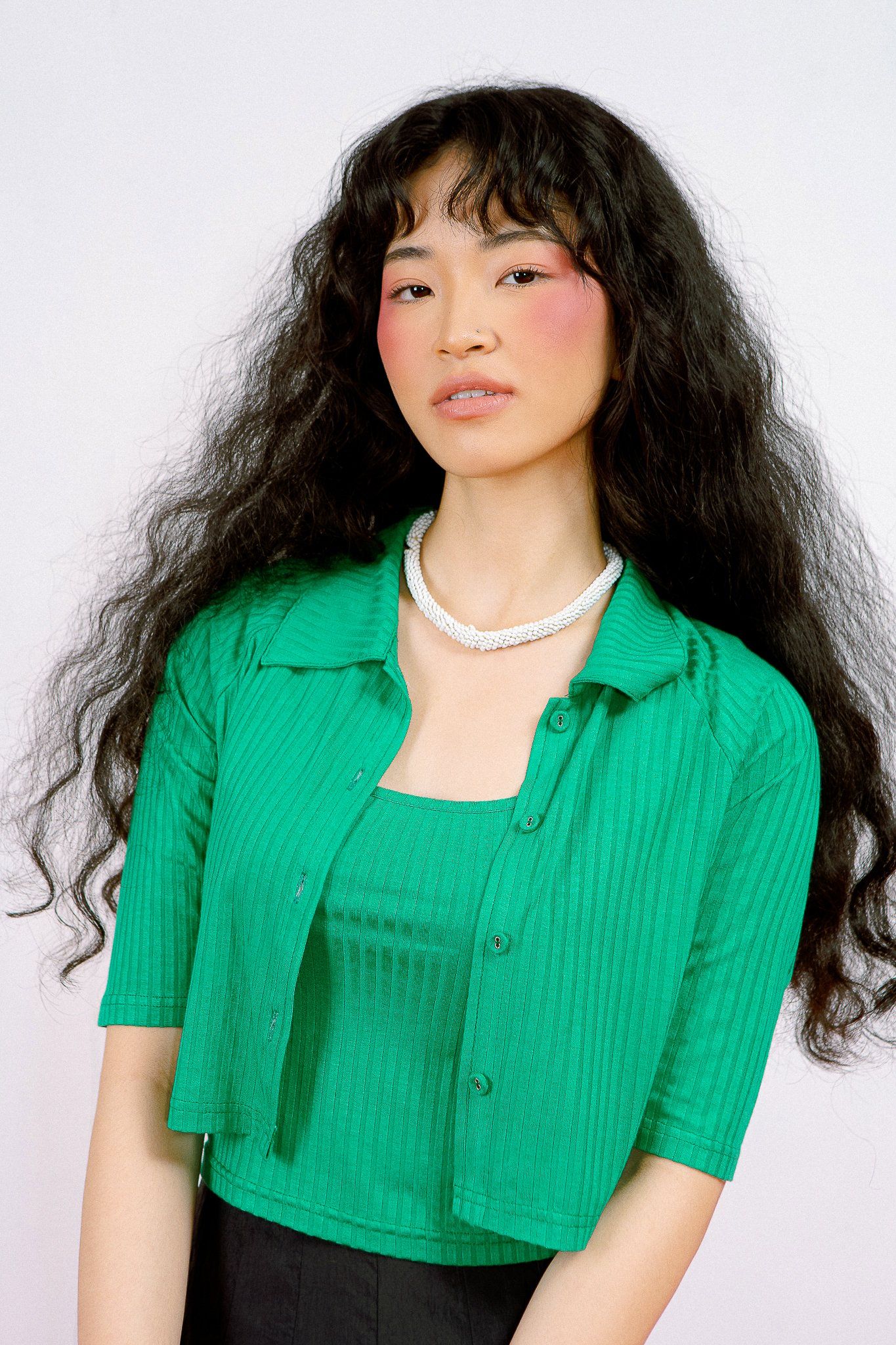 Green Raglan Sleeve Cropped Cardigan