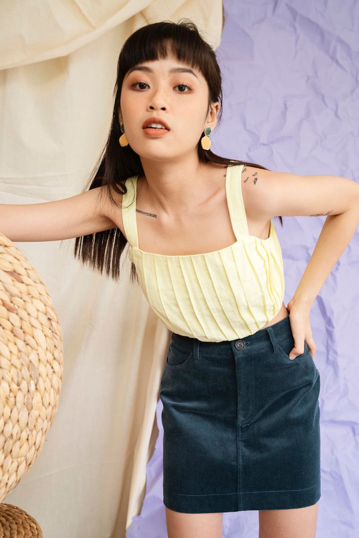 Yellow Gathered Croptop