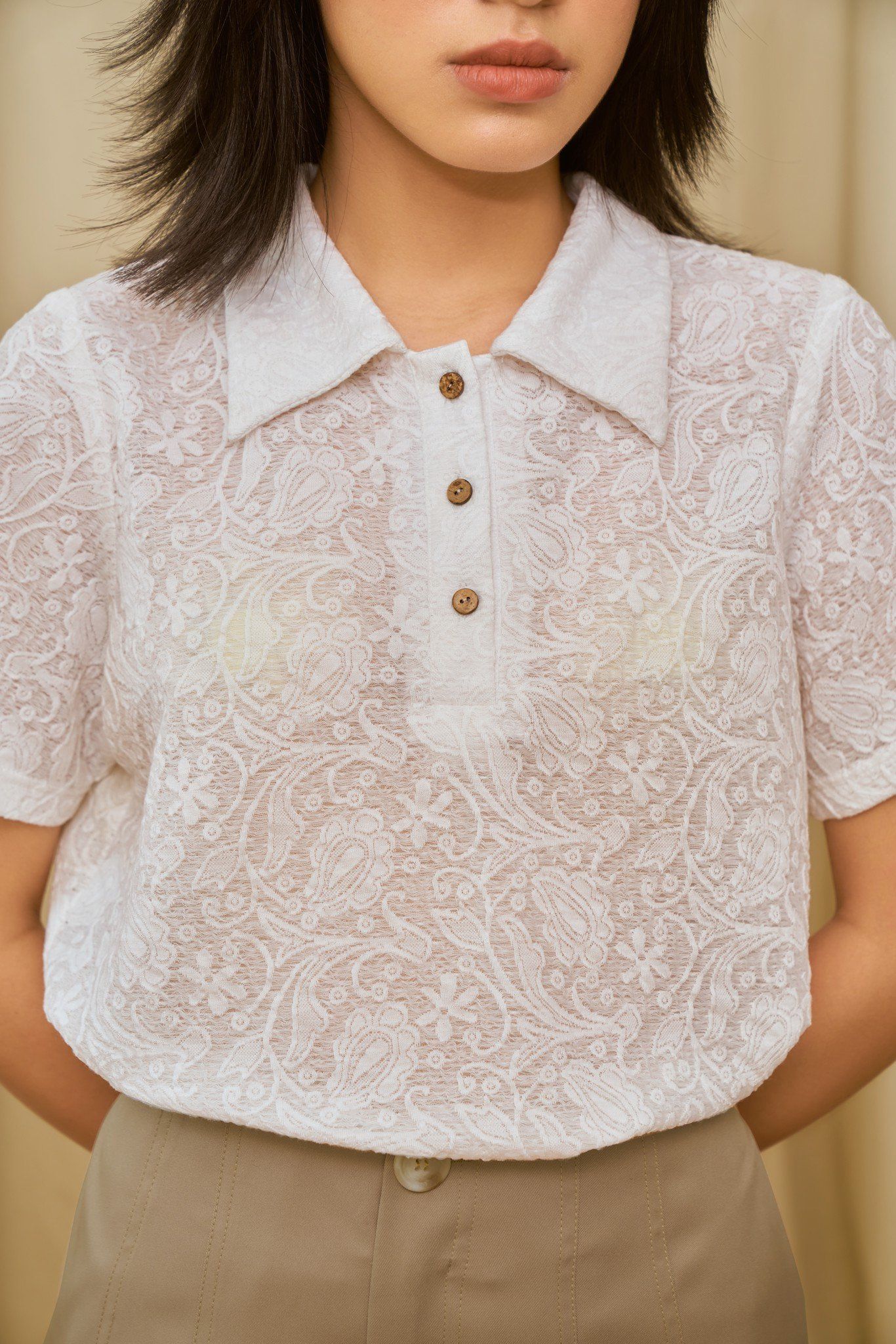 Floral Lace Short Sleeve Shirt