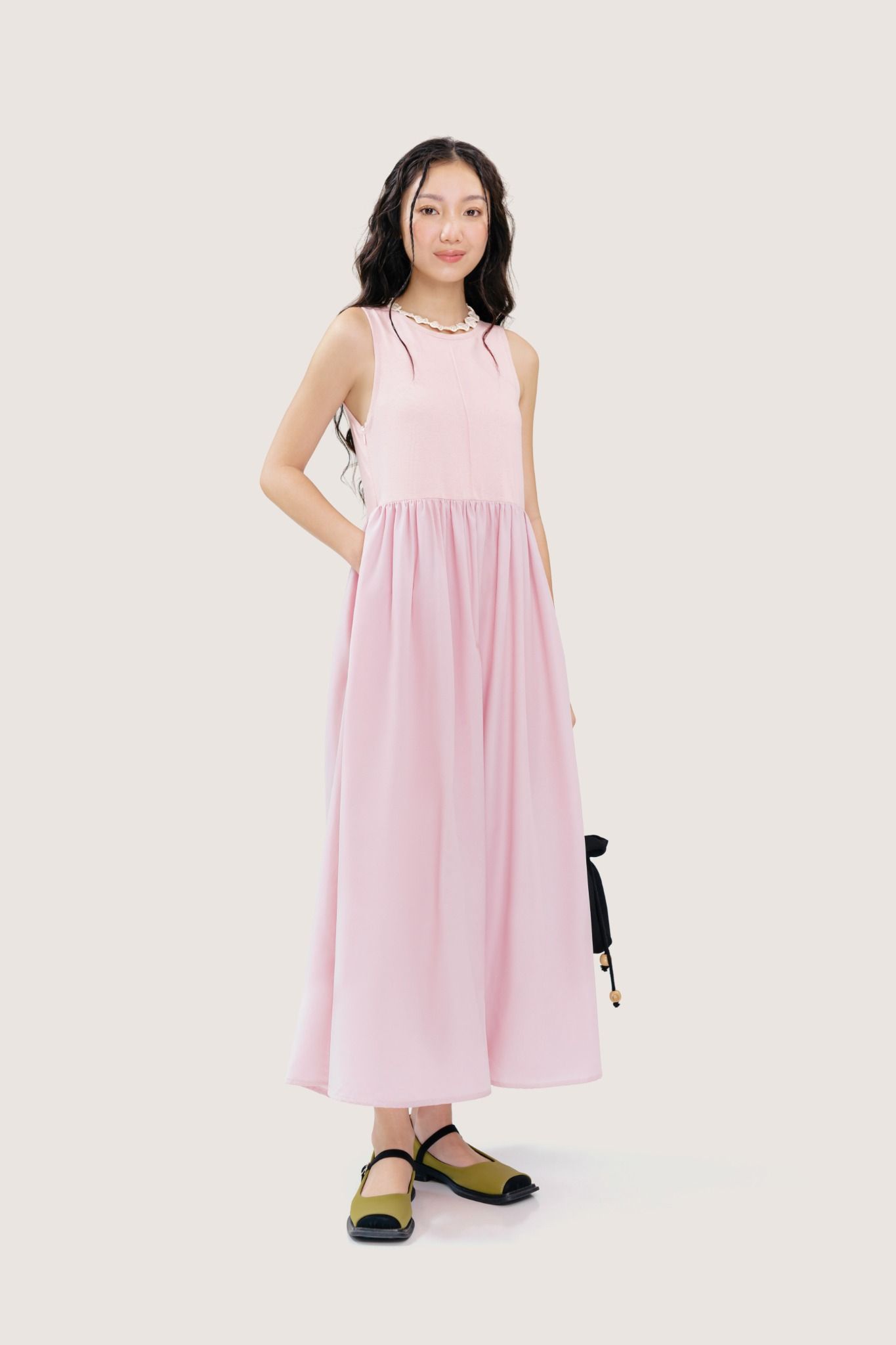  Baby Pink Sleeveless Maxi Dress 