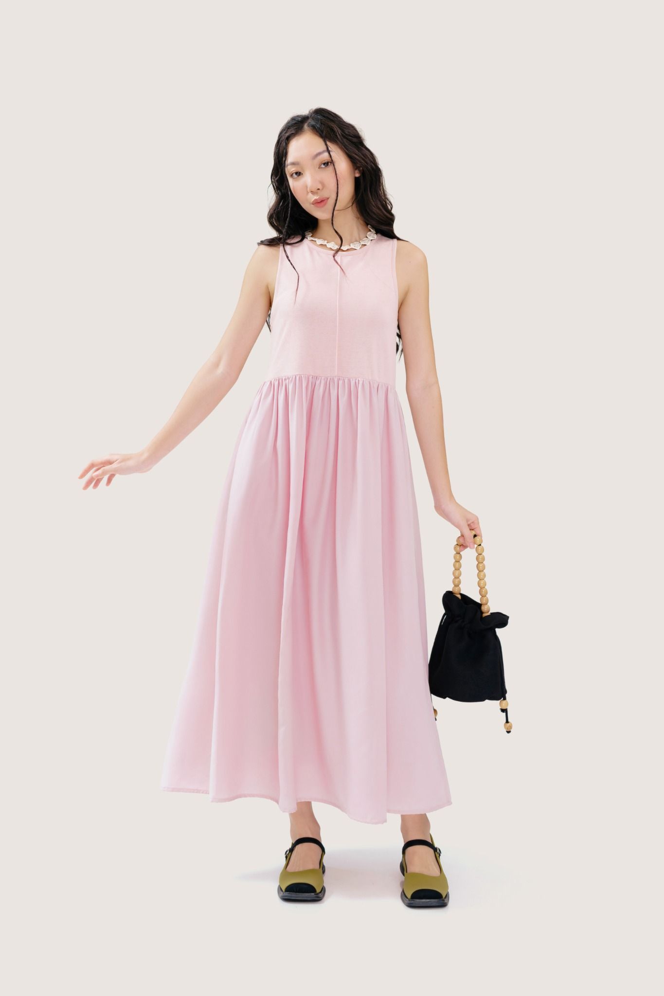  Baby Pink Sleeveless Maxi Dress 