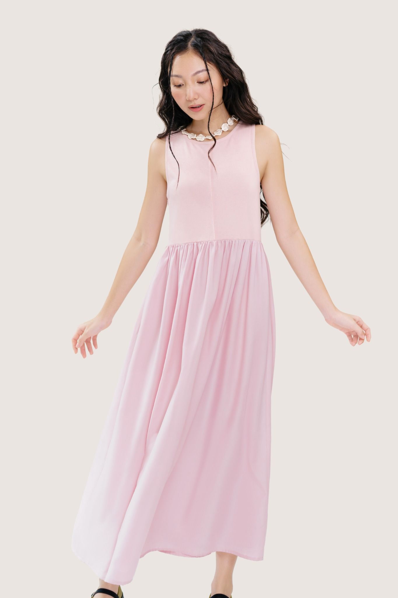 Baby Pink Sleeveless Maxi Dress 