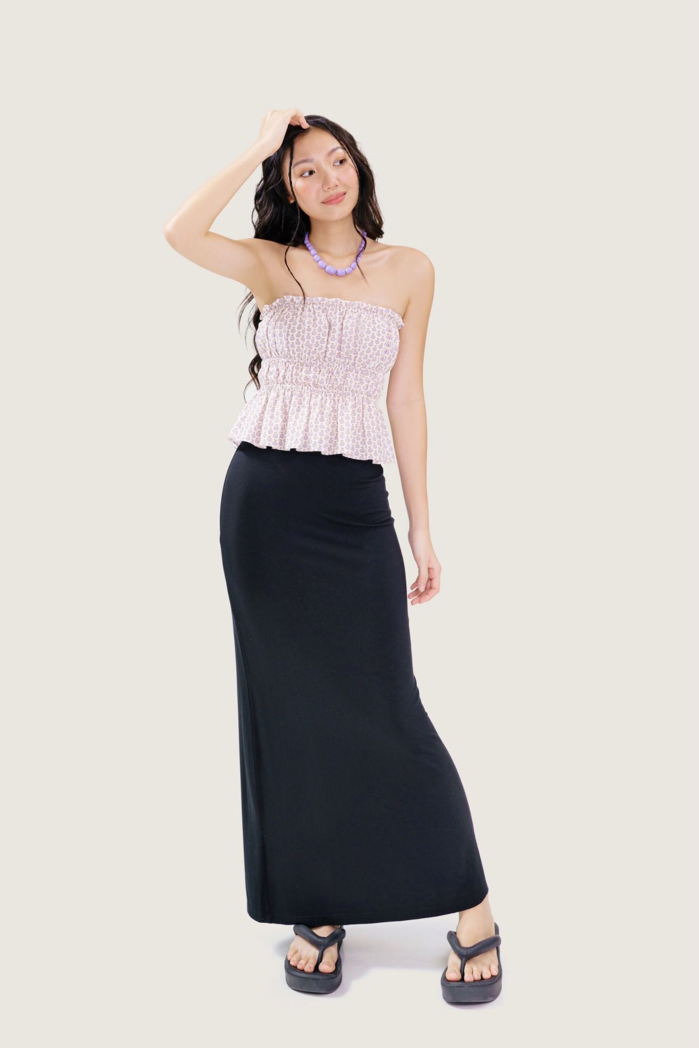  Black Basic Maxi Skirt 