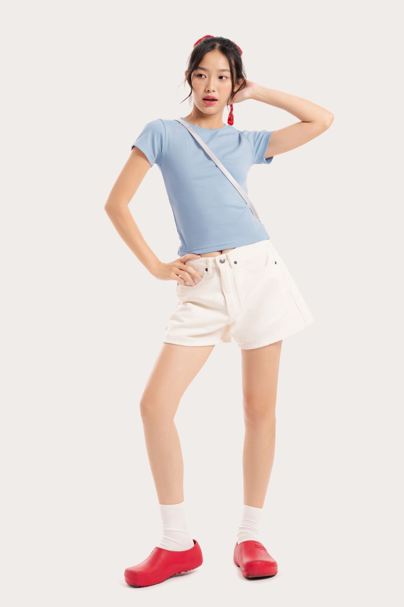 Blue Crew Neck Fitted T-Shirt