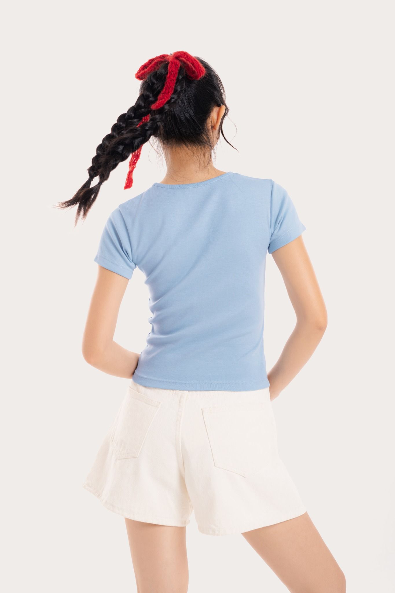 Blue Crew Neck Fitted T-Shirt