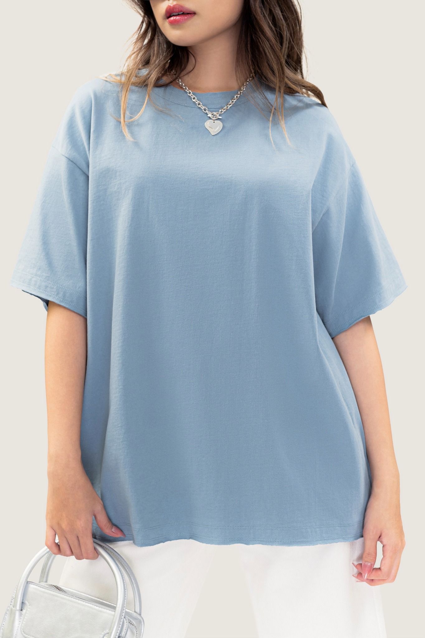 Blue Raw-Cut Oversized T-shirt