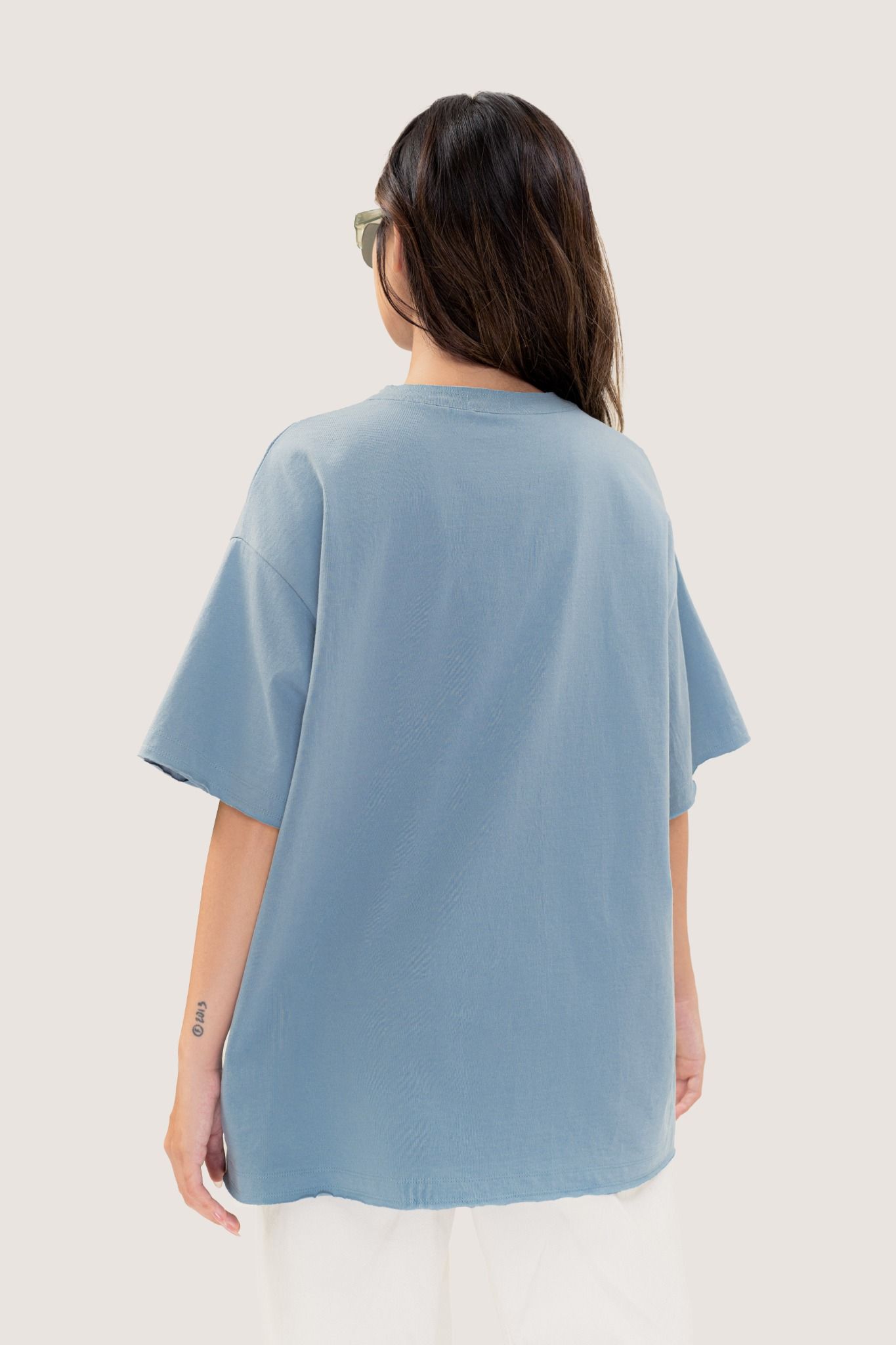  Blue Raw-Cut Oversized T-shirt 