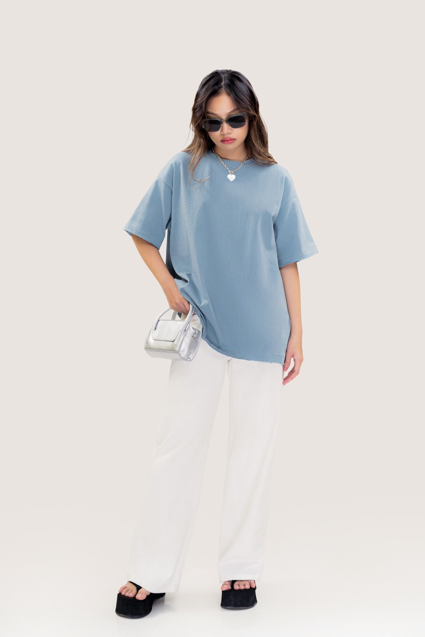  Blue Raw-Cut Oversized T-shirt 