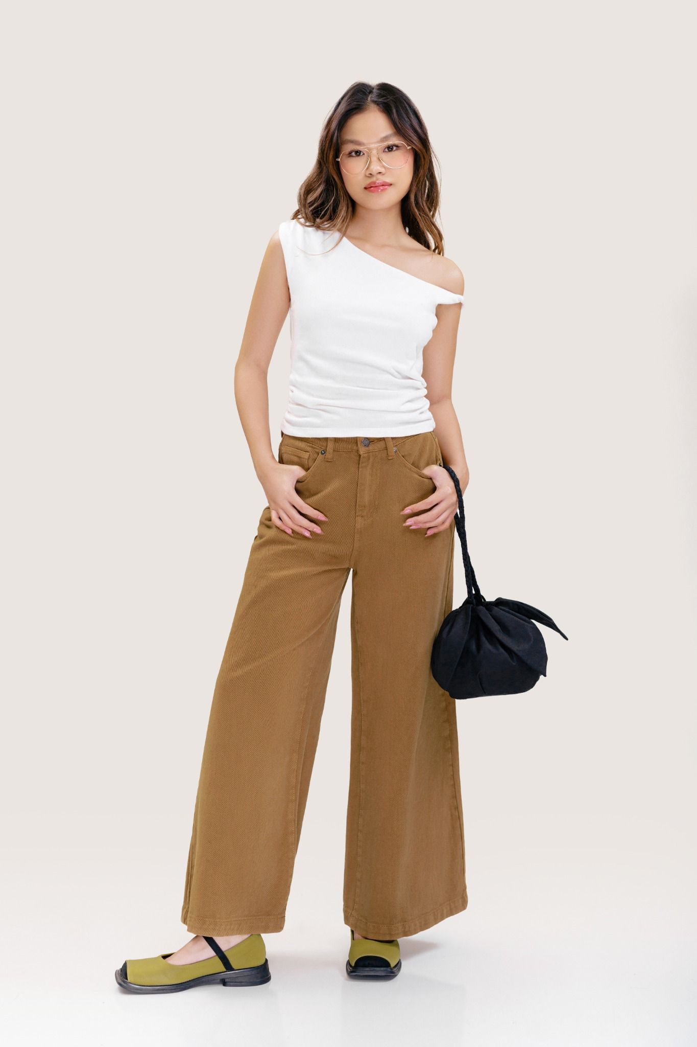  Coffee Brown Wide Leg Jeans 