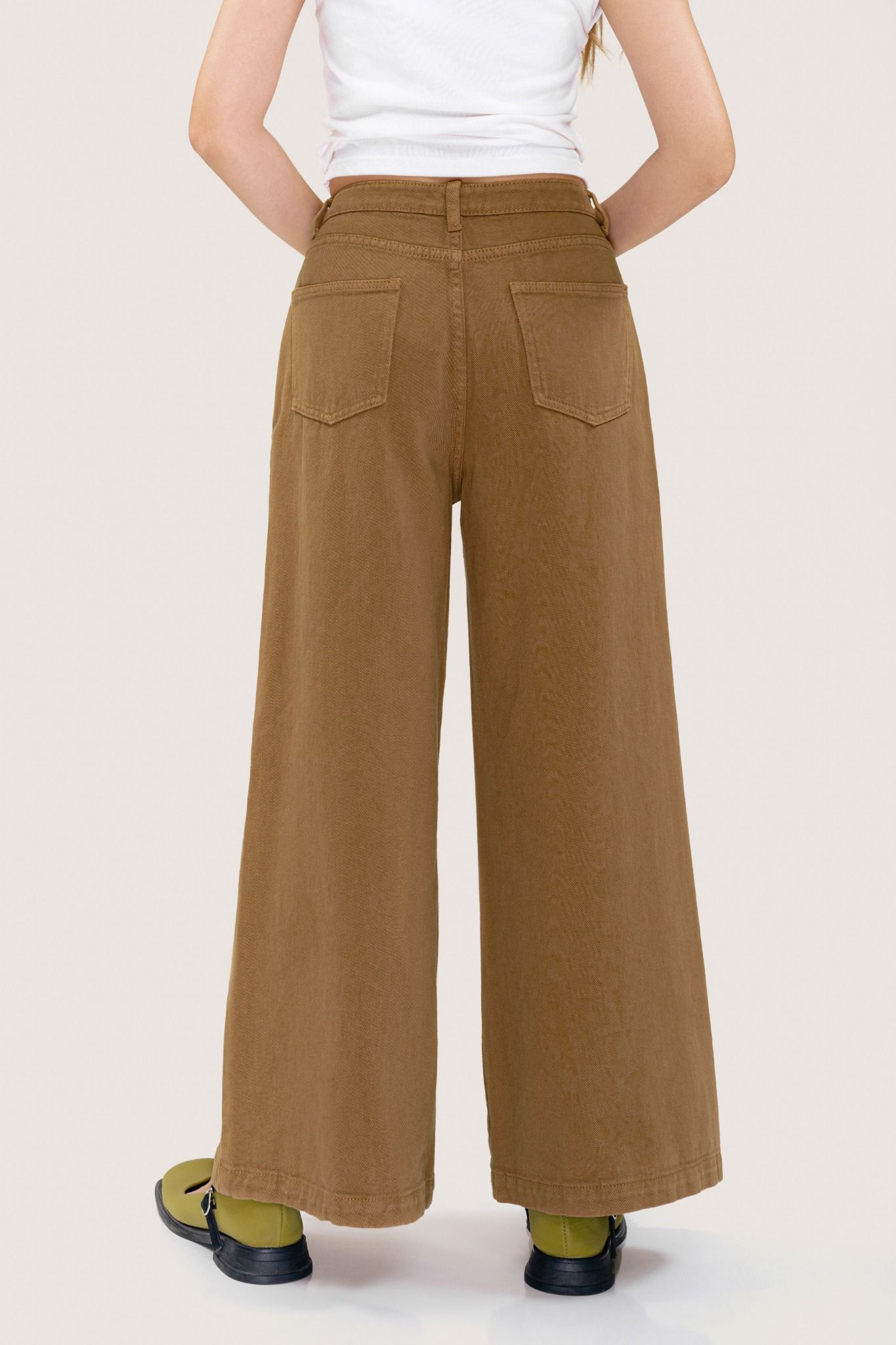  Coffee Brown Wide Leg Jeans 