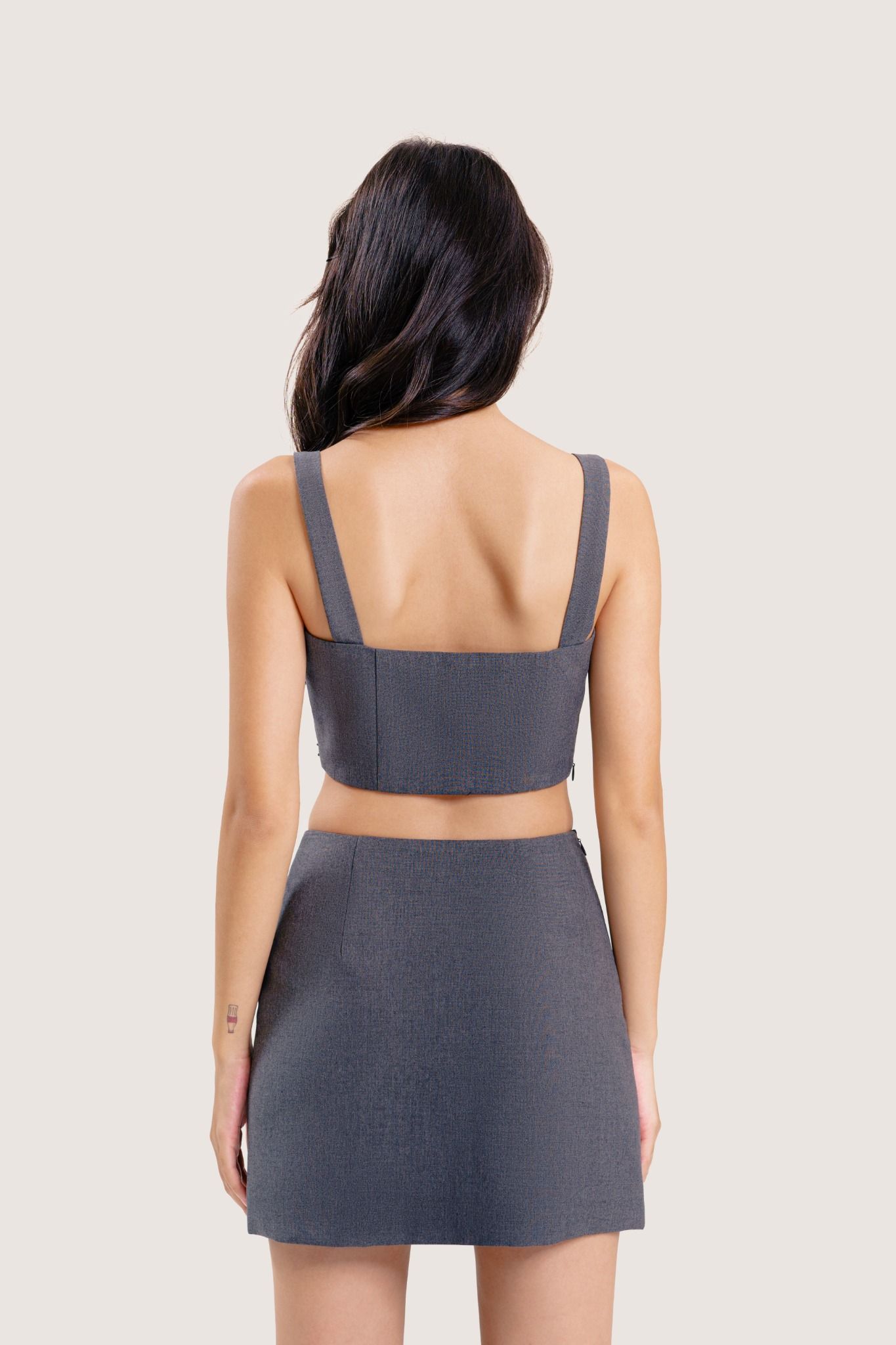 Dark Grey Beaded Cami Top