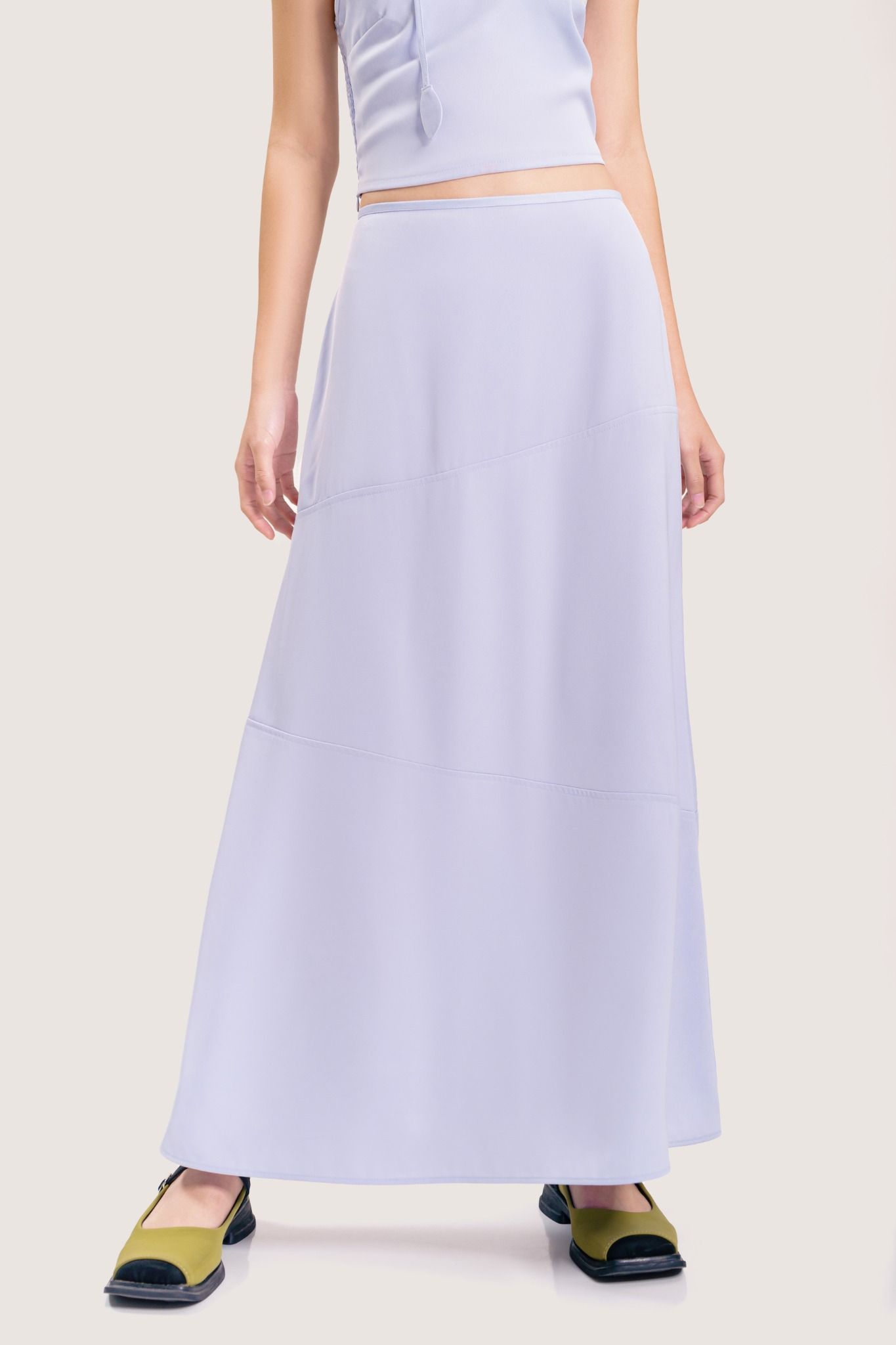  Light Blue Silk Midi Skirt 