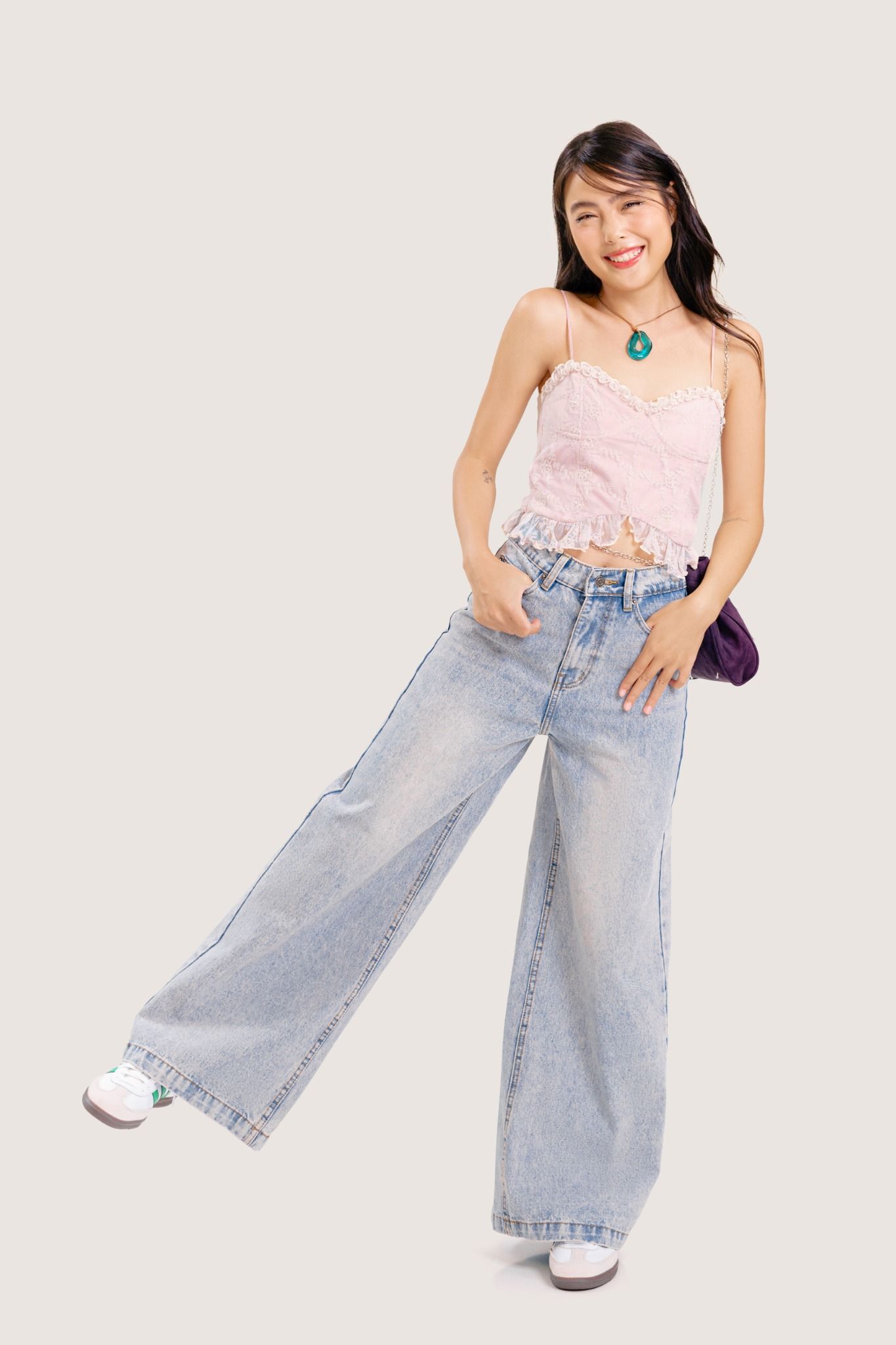  Light Blue Wash A-line Jeans 